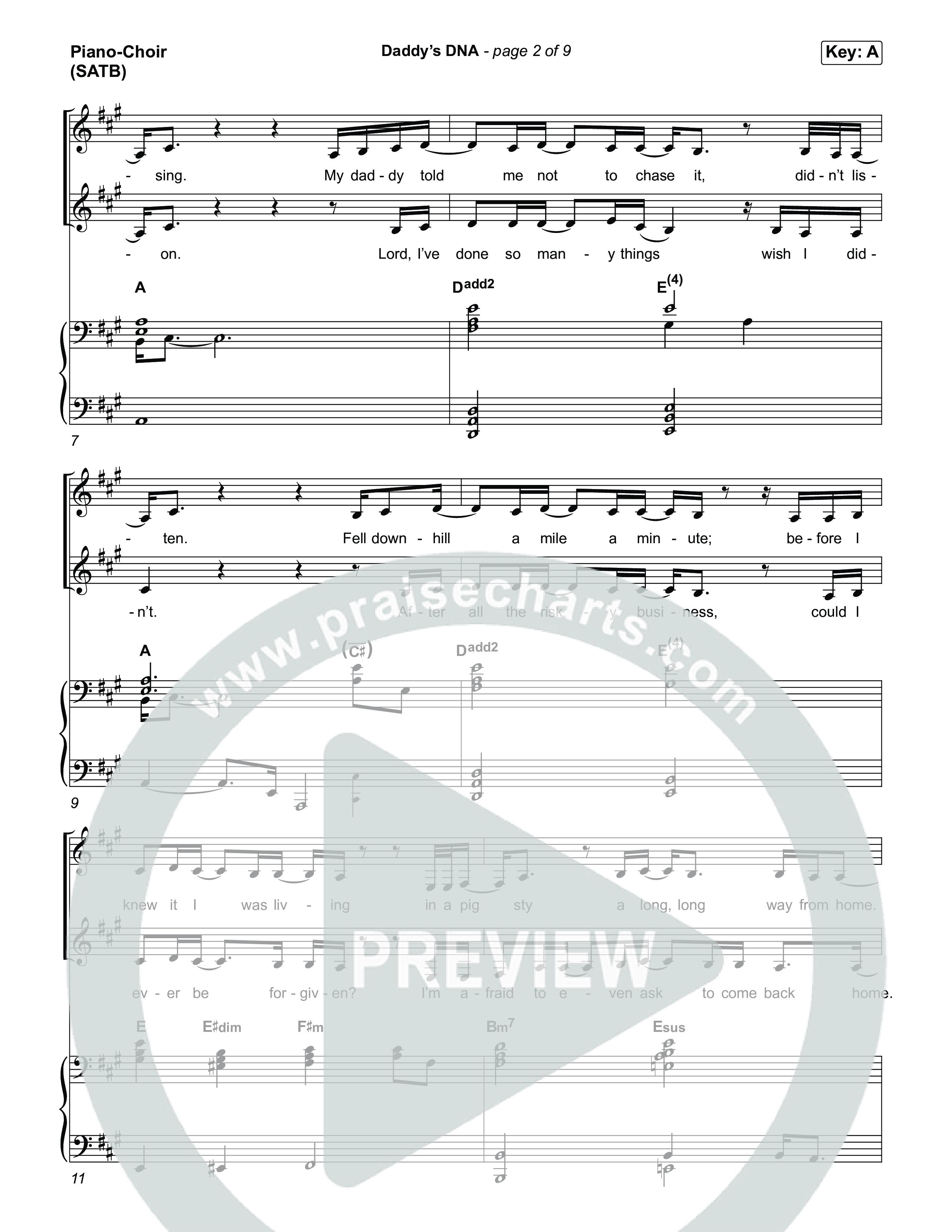 Daddy's DNA Piano/Vocal Pack (Brandon Lake)