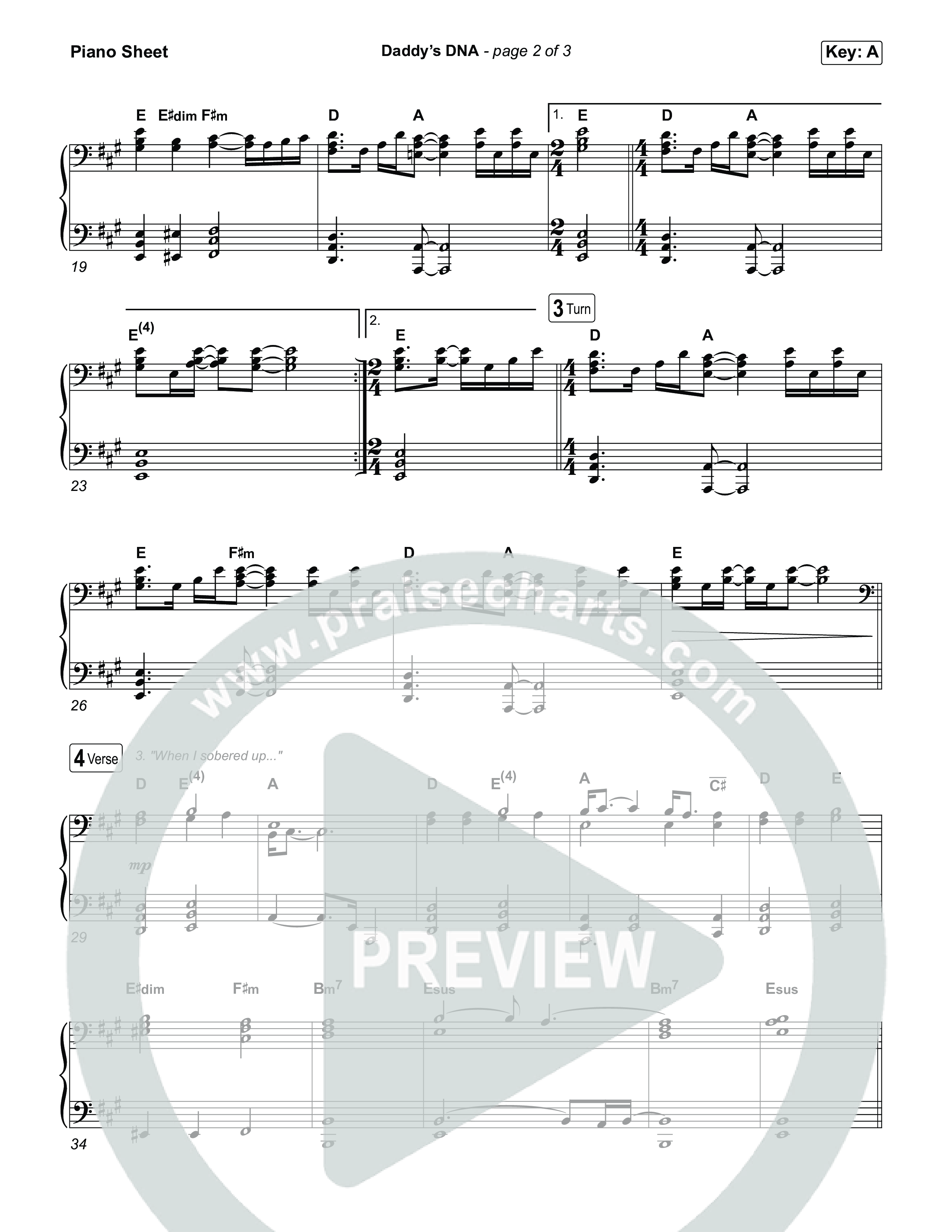 Daddy's DNA Piano Sheet (Brandon Lake)