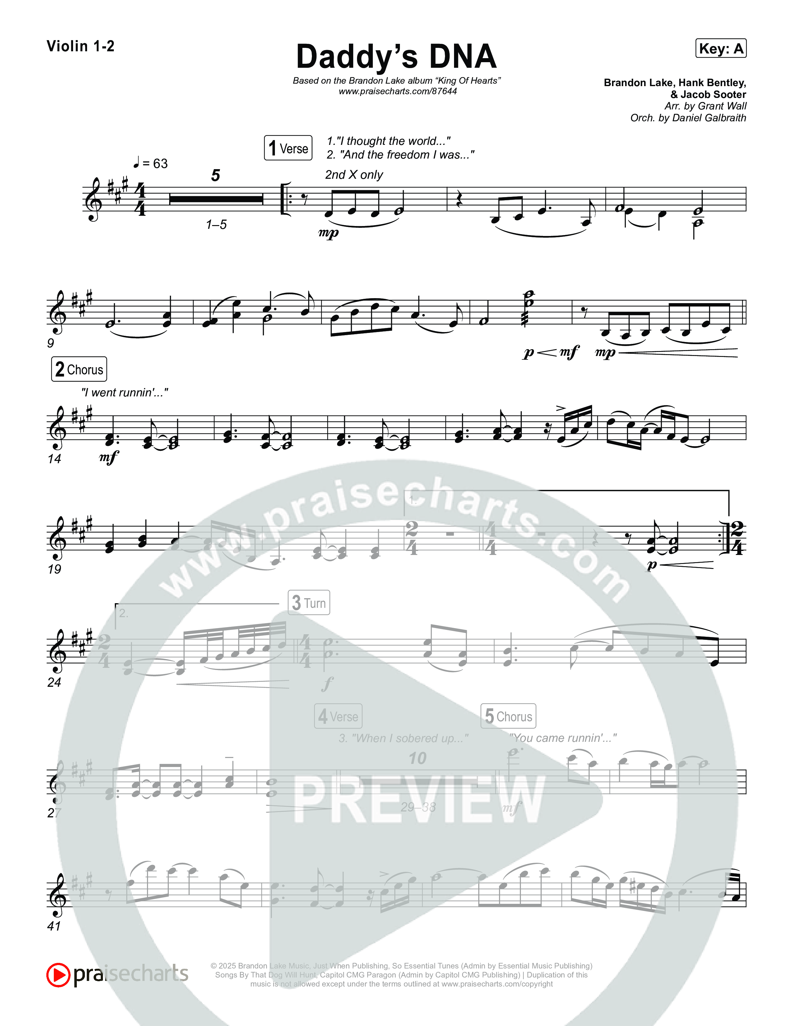 Daddy's DNA Violin 1,2 (Brandon Lake)