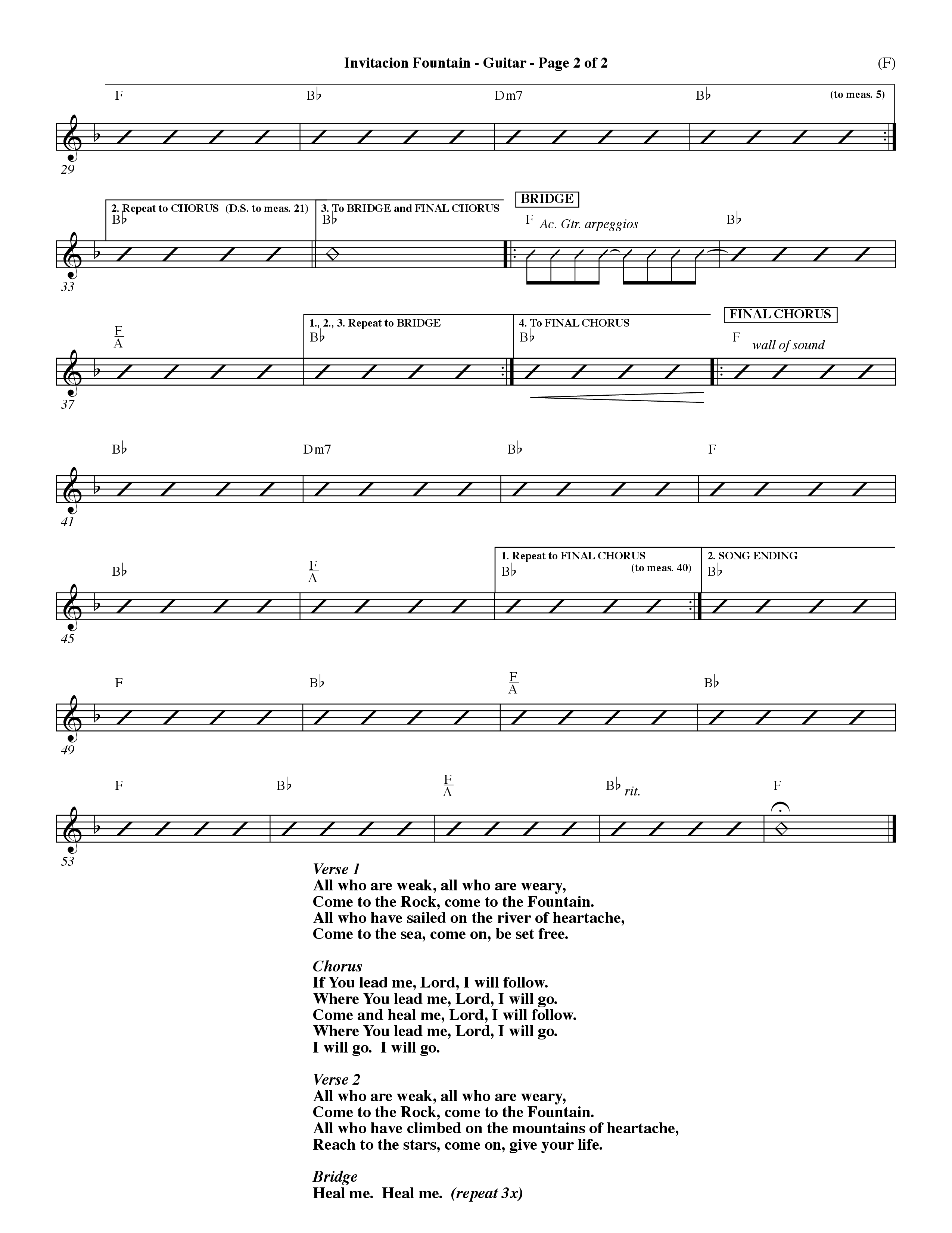 Invitacion Fountain (Choral Anthem SATB) Acoustic Guitar (Word Music Choral / Orch. Dave Williamson)