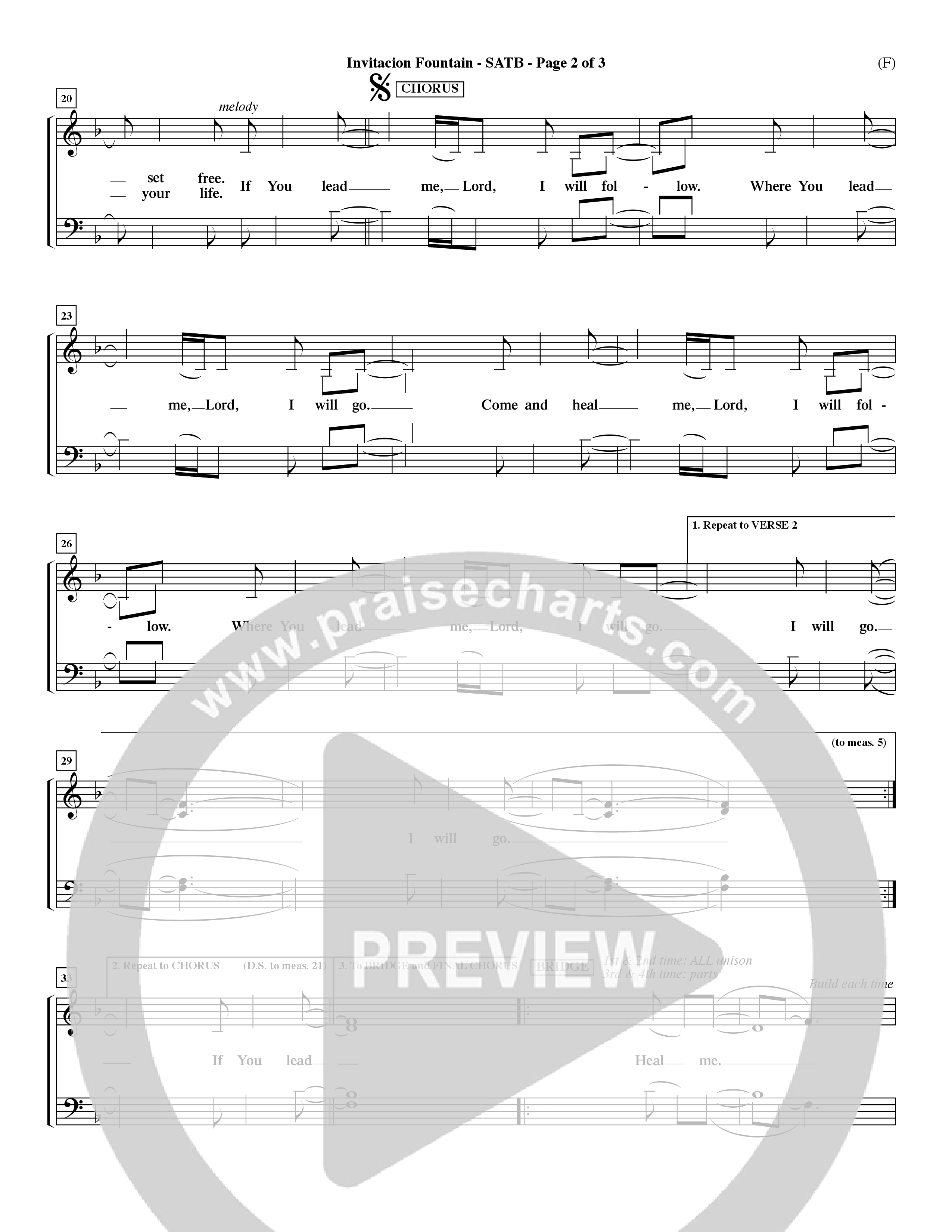 Invitacion Fountain (Choral Anthem SATB) Choir Sheet (SATB) (Word Music Choral / Orch. Dave Williamson)