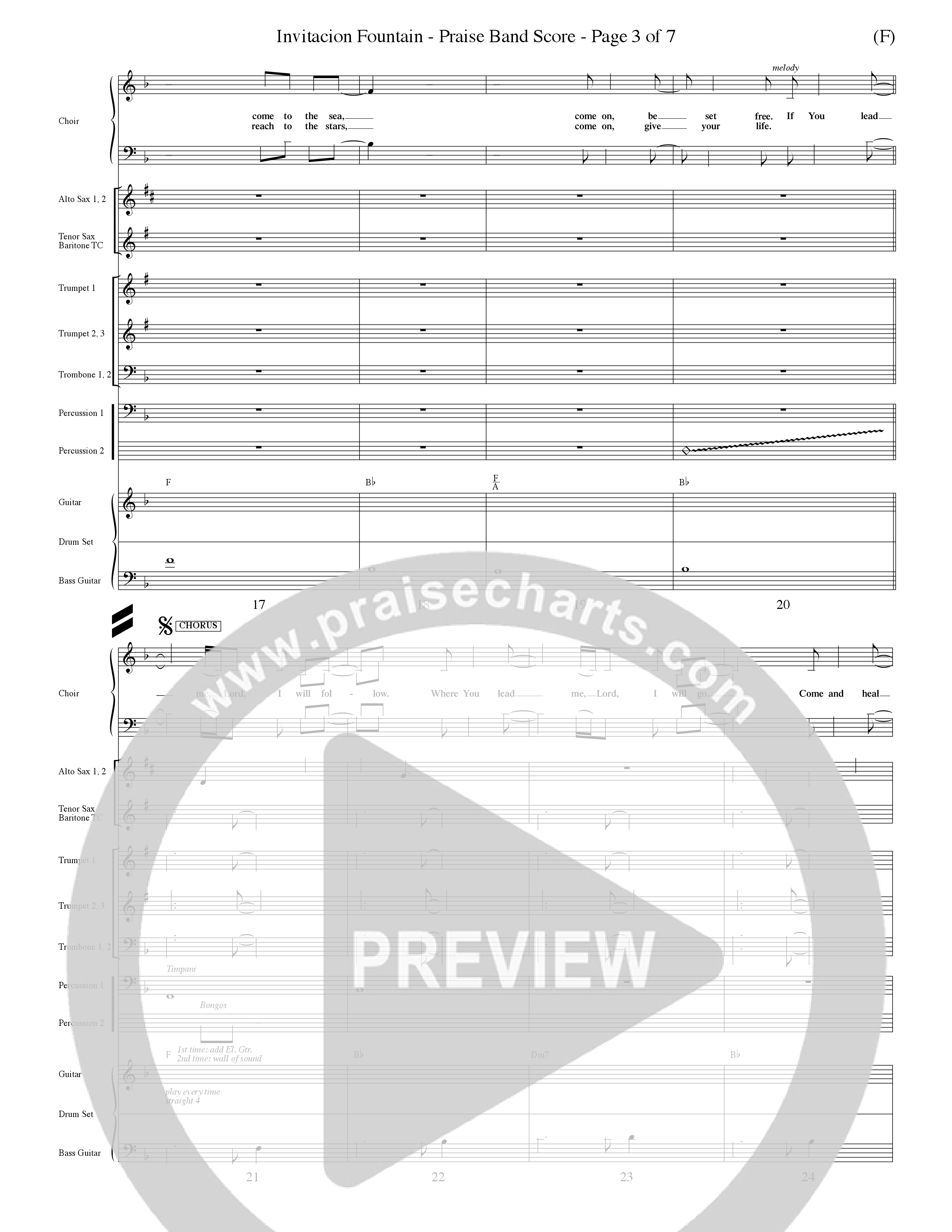Invitacion Fountain (Choral Anthem SATB) PraiseBand (incl. Brass) (Word Music Choral / Orch. Dave Williamson)
