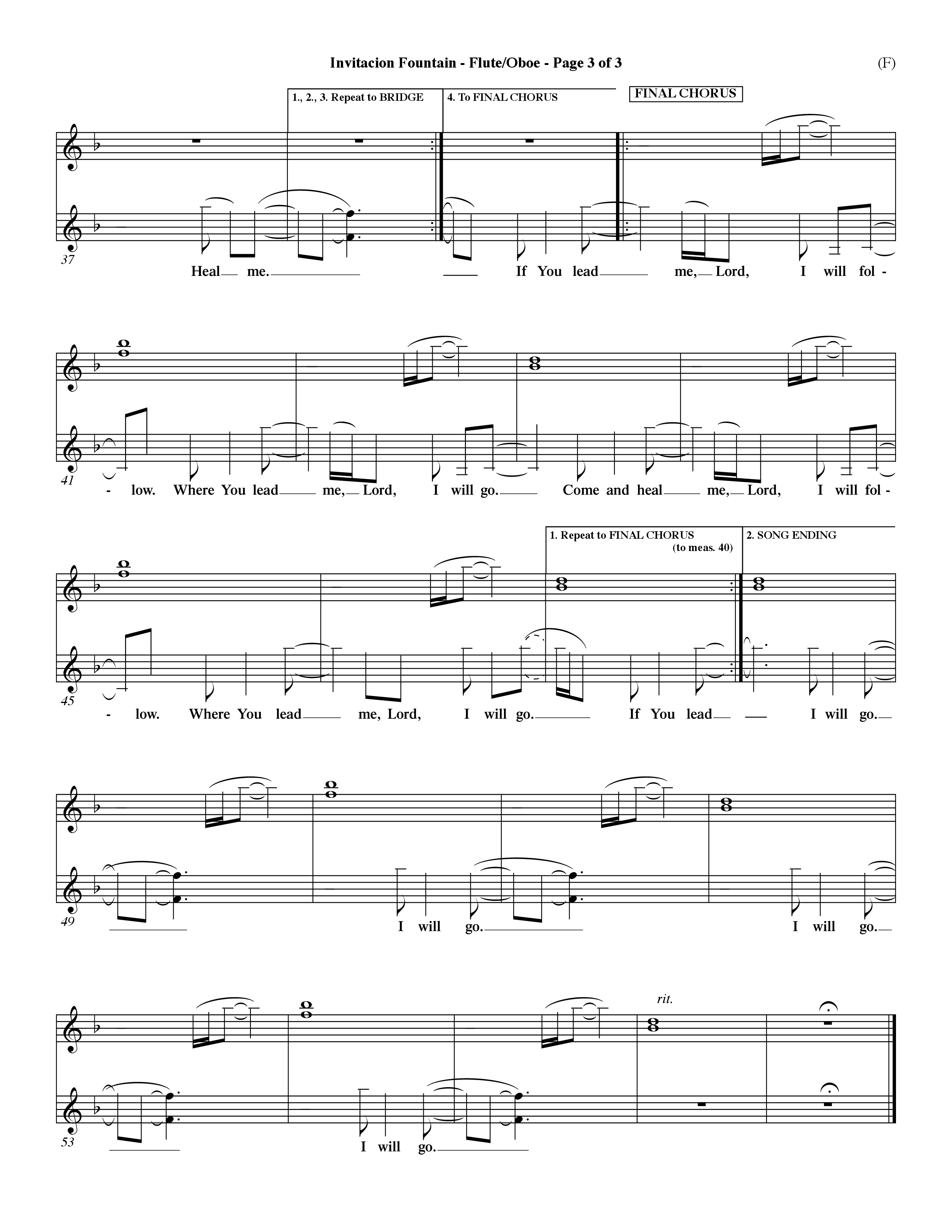 Invitacion Fountain (Choral Anthem SATB) Flute/Oboe (Word Music Choral / Orch. Dave Williamson)