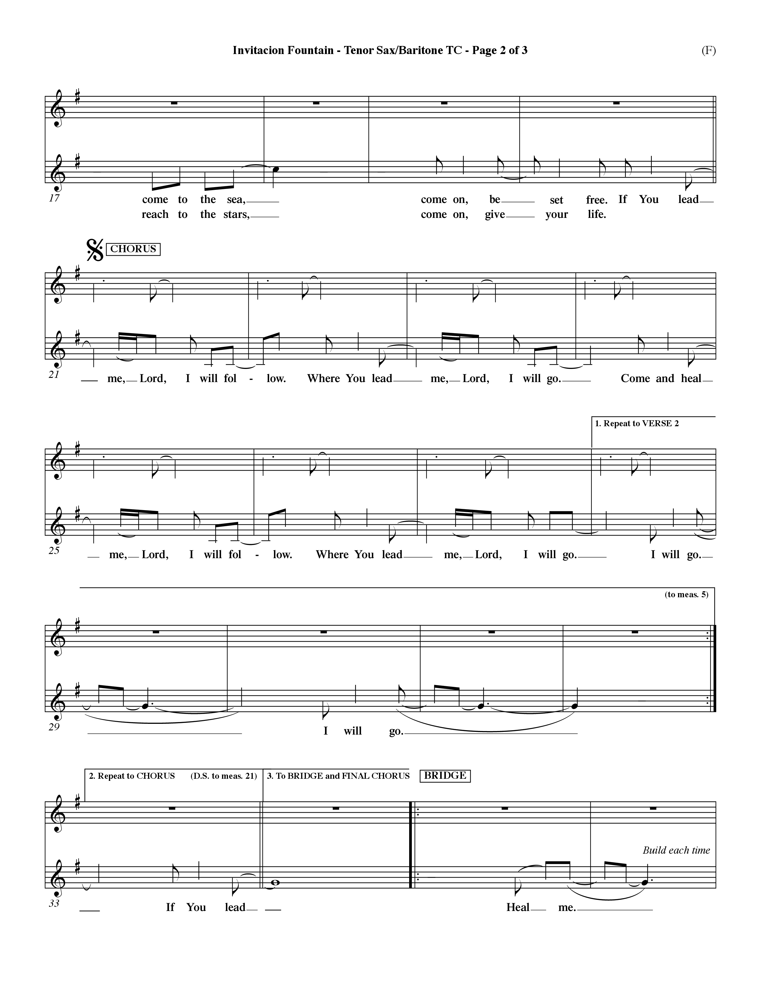 Invitacion Fountain (Choral Anthem SATB) Tenor Sax/Baritone T.C. (Word Music Choral / Orch. Dave Williamson)