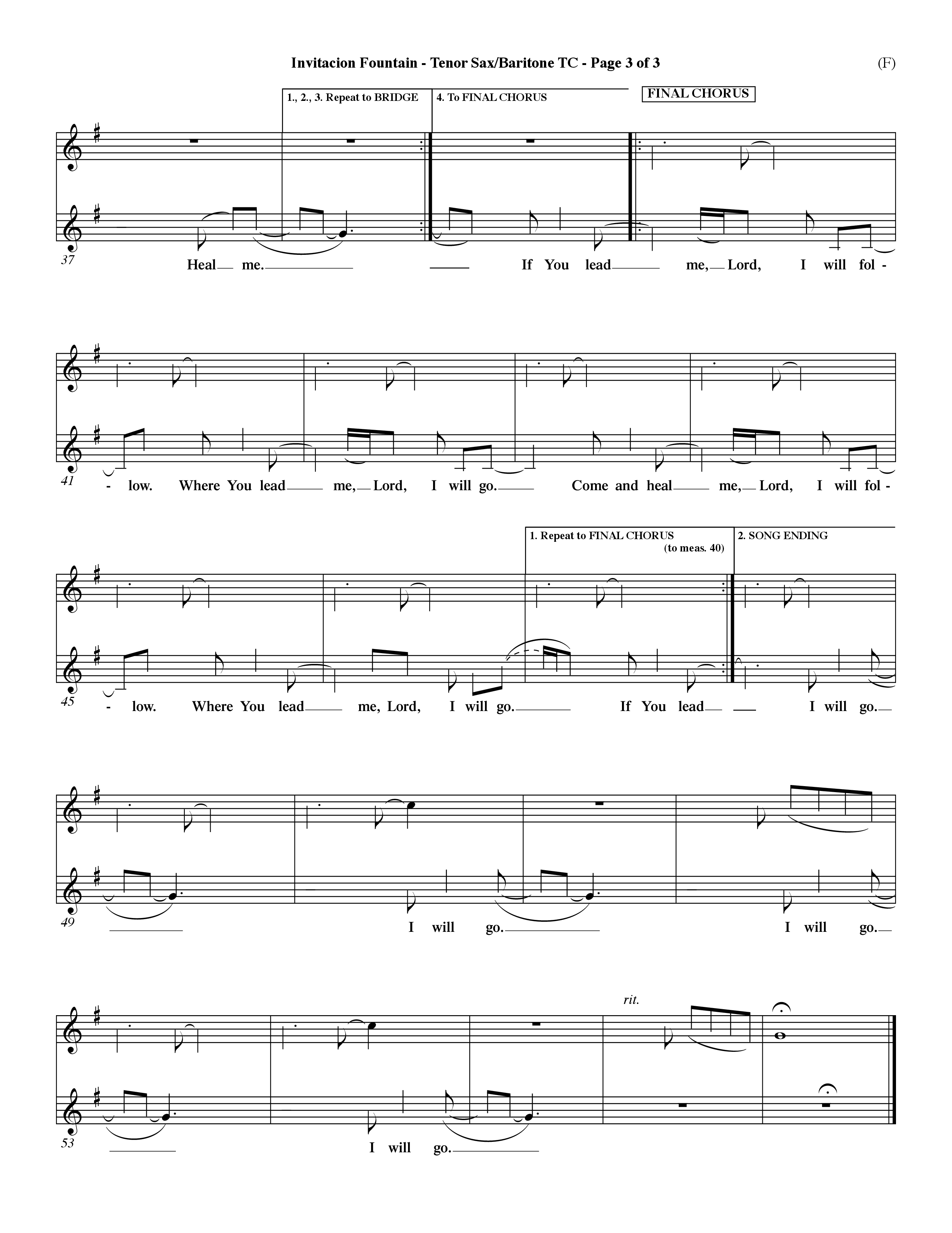Invitacion Fountain (Choral Anthem SATB) Tenor Sax/Baritone T.C. (Word Music Choral / Orch. Dave Williamson)