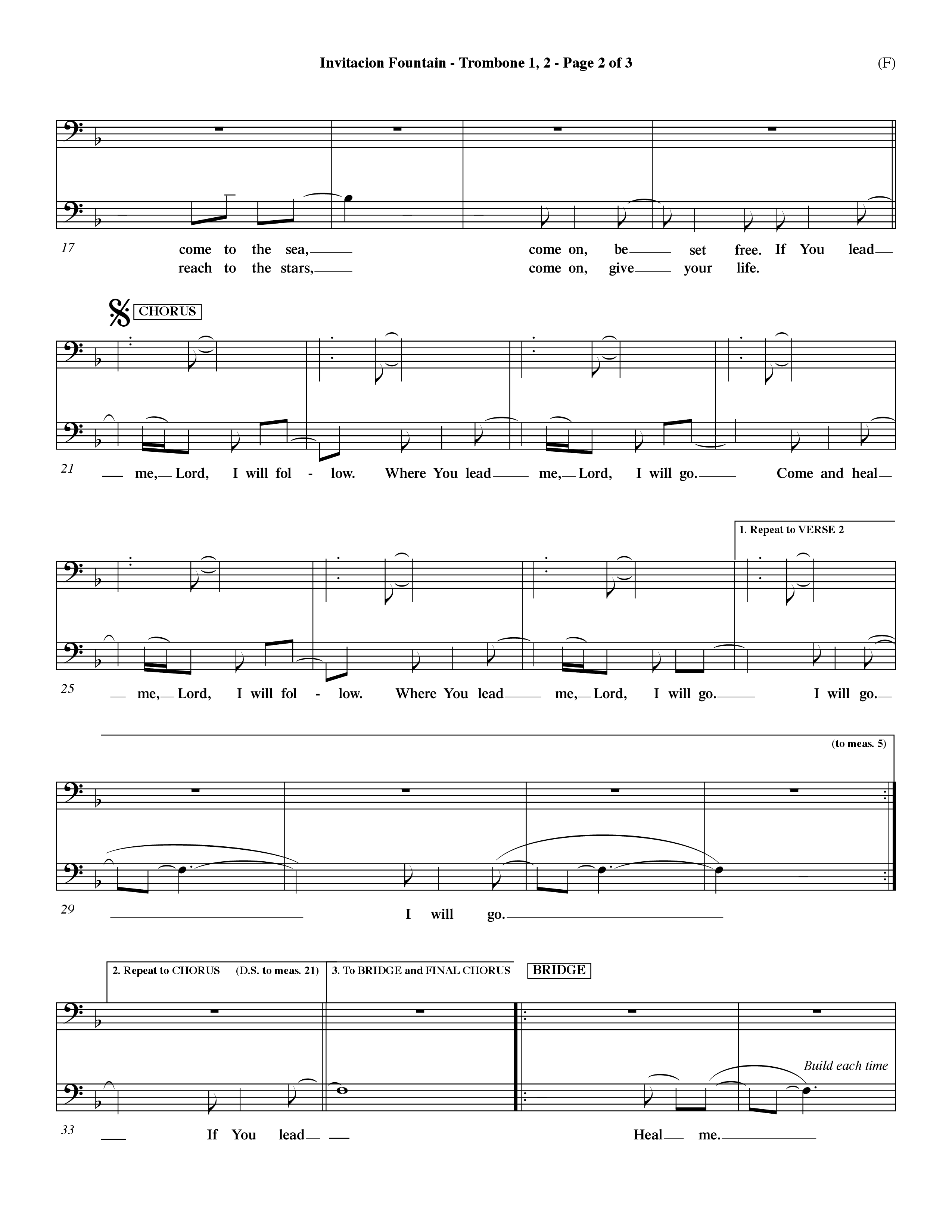 Invitacion Fountain (Choral Anthem SATB) Trombone 1/2 (Word Music Choral / Orch. Dave Williamson)