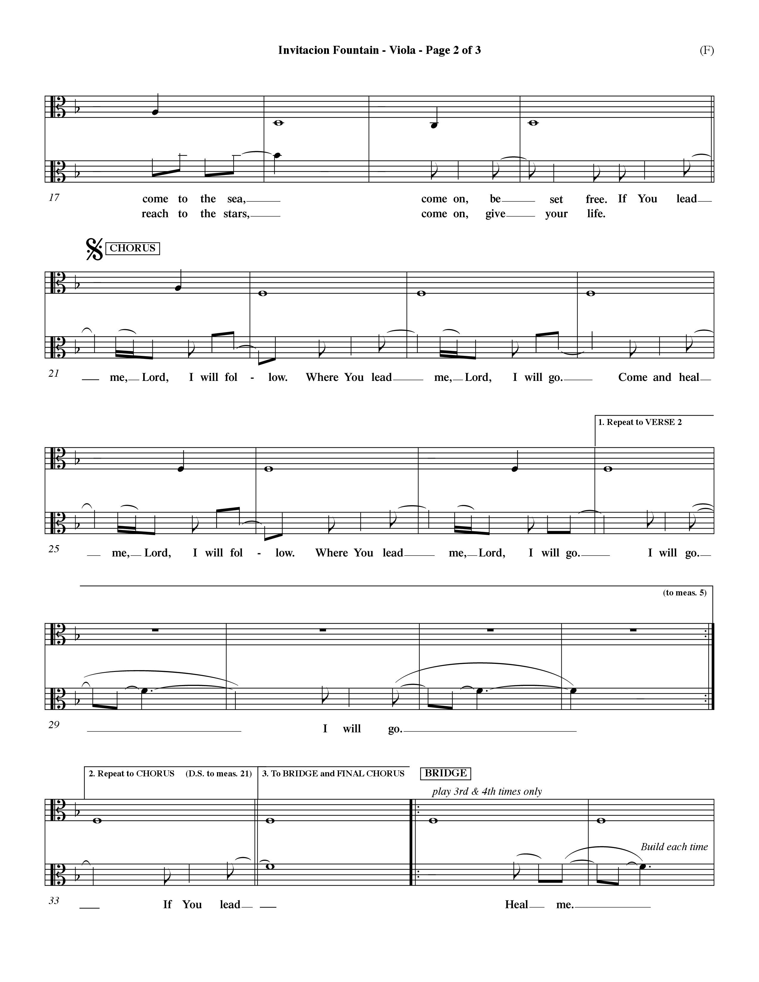 Invitacion Fountain (Choral Anthem SATB) Viola (Word Music Choral / Orch. Dave Williamson)