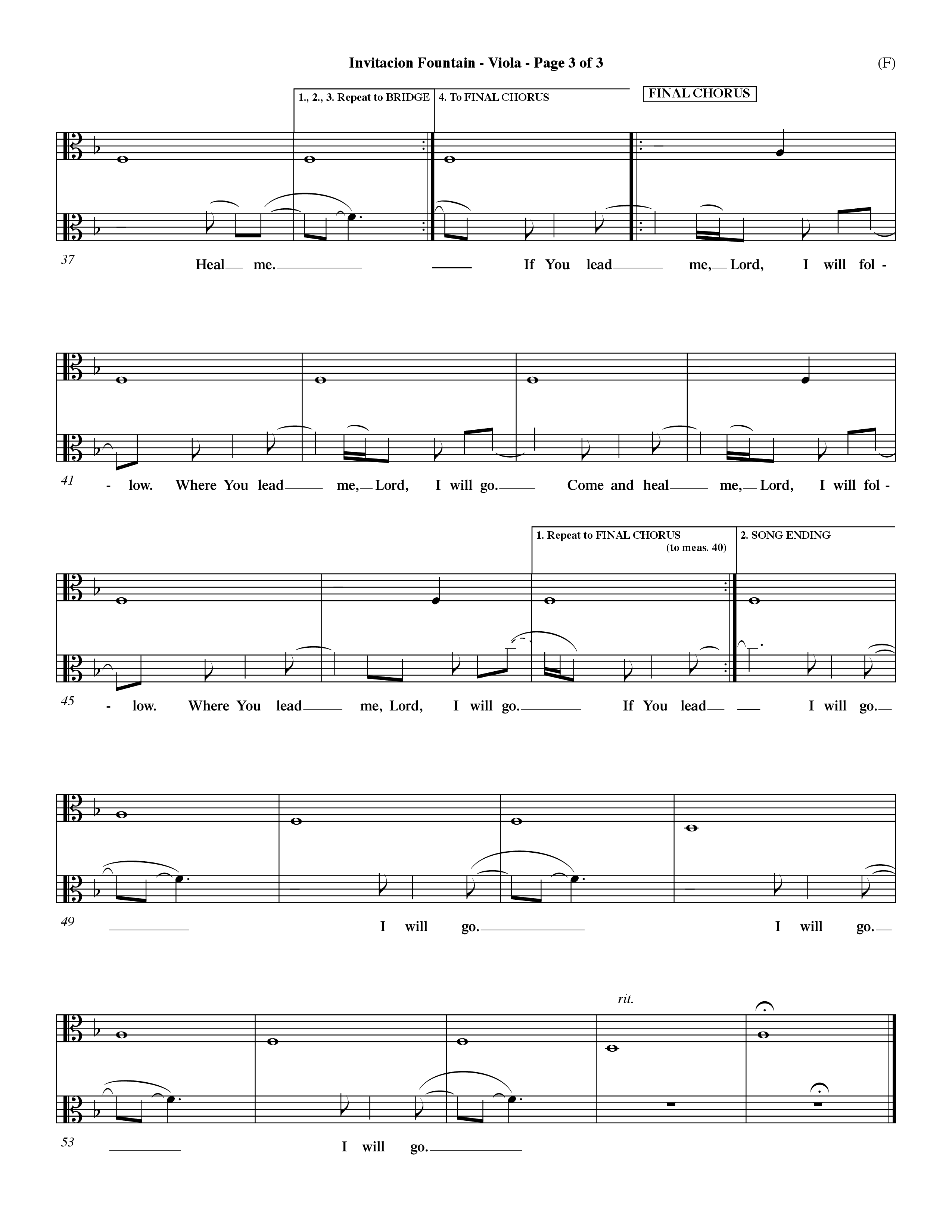 Invitacion Fountain (Choral Anthem SATB) Viola (Word Music Choral / Orch. Dave Williamson)