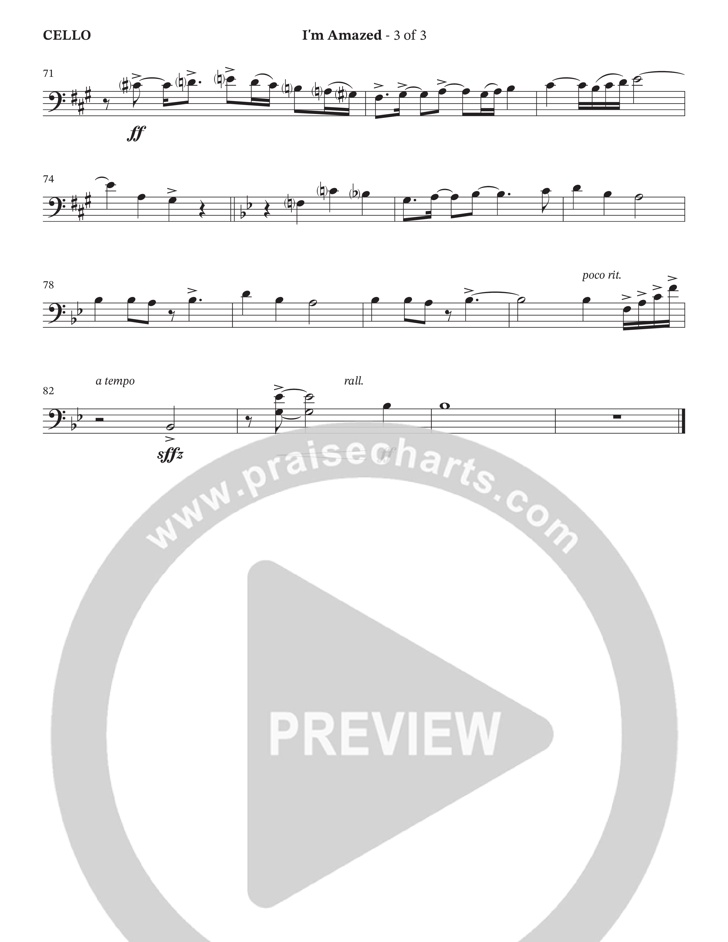 I'm Amazed (Choral Anthem SATB) Cello (The Brooklyn Tabernacle Choir / Jason Crabb / Arr. Carol Cymbala / Orch. Lari Goss)