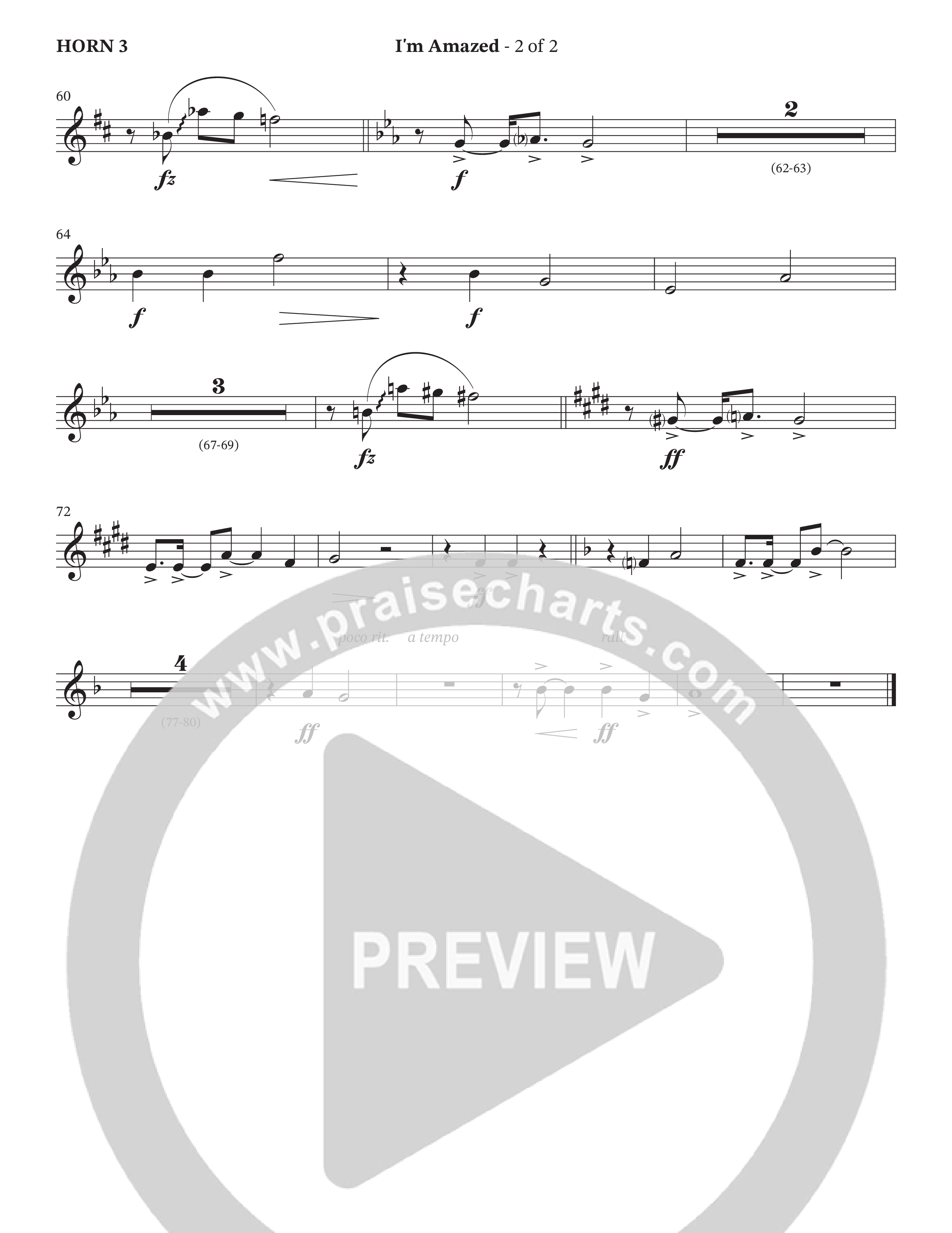 I'm Amazed (Choral Anthem SATB) French Horn 3 (The Brooklyn Tabernacle Choir / Jason Crabb / Arr. Carol Cymbala / Orch. Lari Goss)