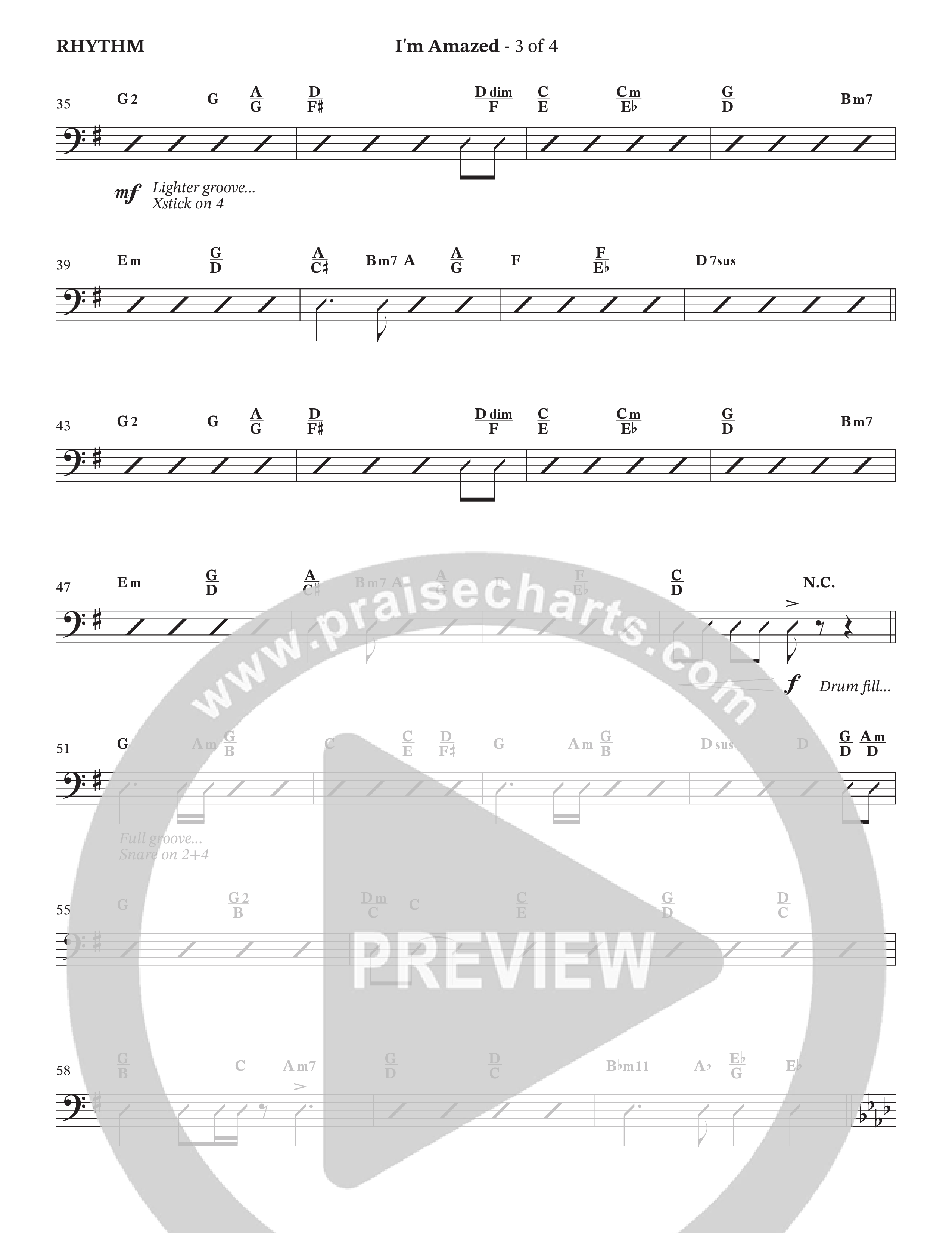 I'm Amazed (Choral Anthem SATB) Rhythm Chart (The Brooklyn Tabernacle Choir / Jason Crabb / Arr. Carol Cymbala / Orch. Lari Goss)