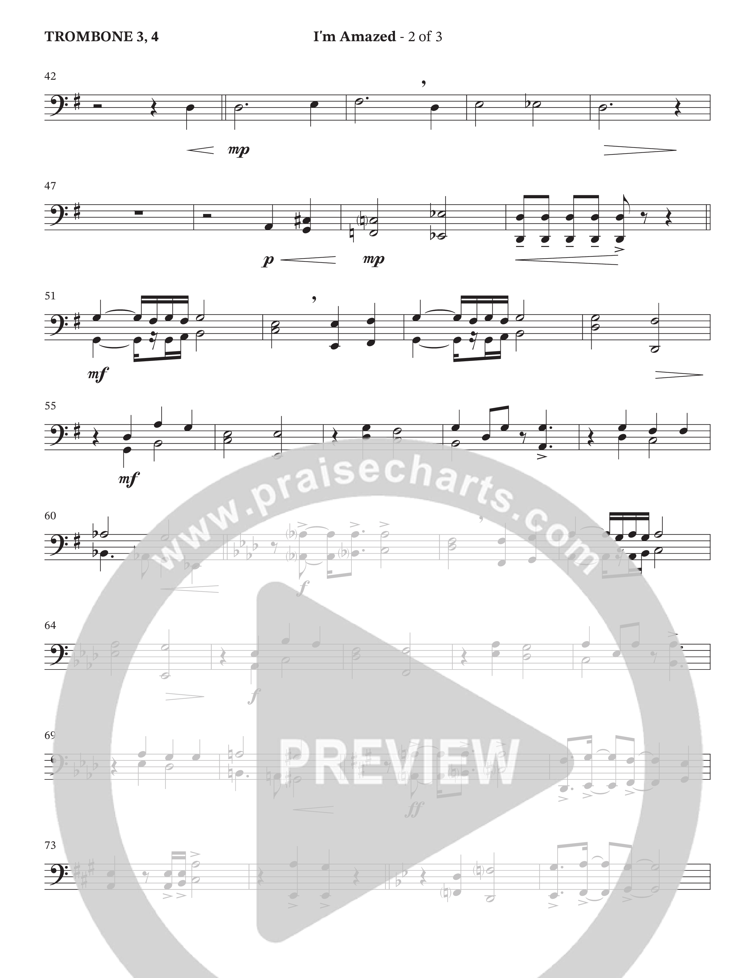 I'm Amazed (Choral Anthem SATB) Trombone 3/4 (The Brooklyn Tabernacle Choir / Jason Crabb / Arr. Carol Cymbala / Orch. Lari Goss)