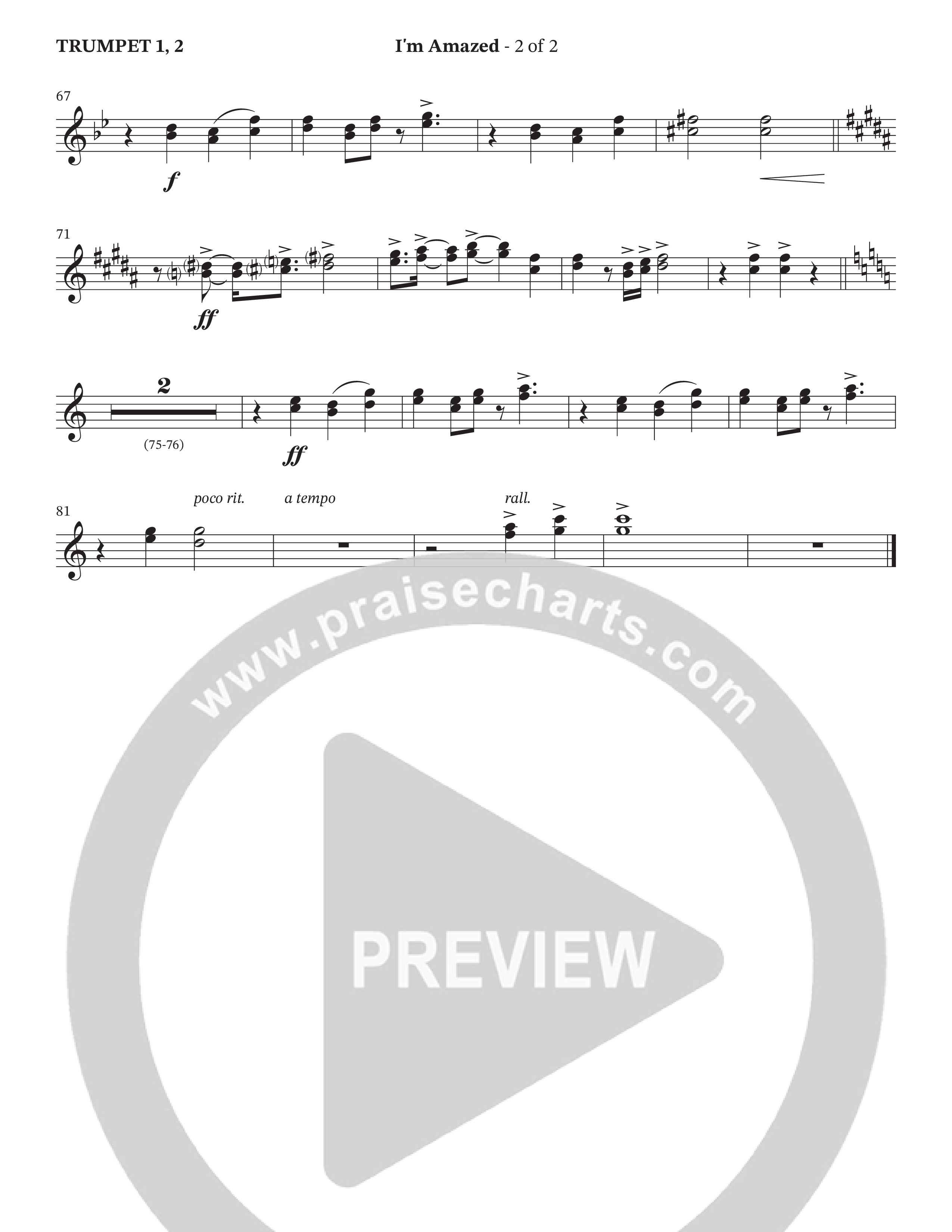 I'm Amazed (Choral Anthem SATB) Trumpet 1,2 (The Brooklyn Tabernacle Choir / Jason Crabb / Arr. Carol Cymbala / Orch. Lari Goss)