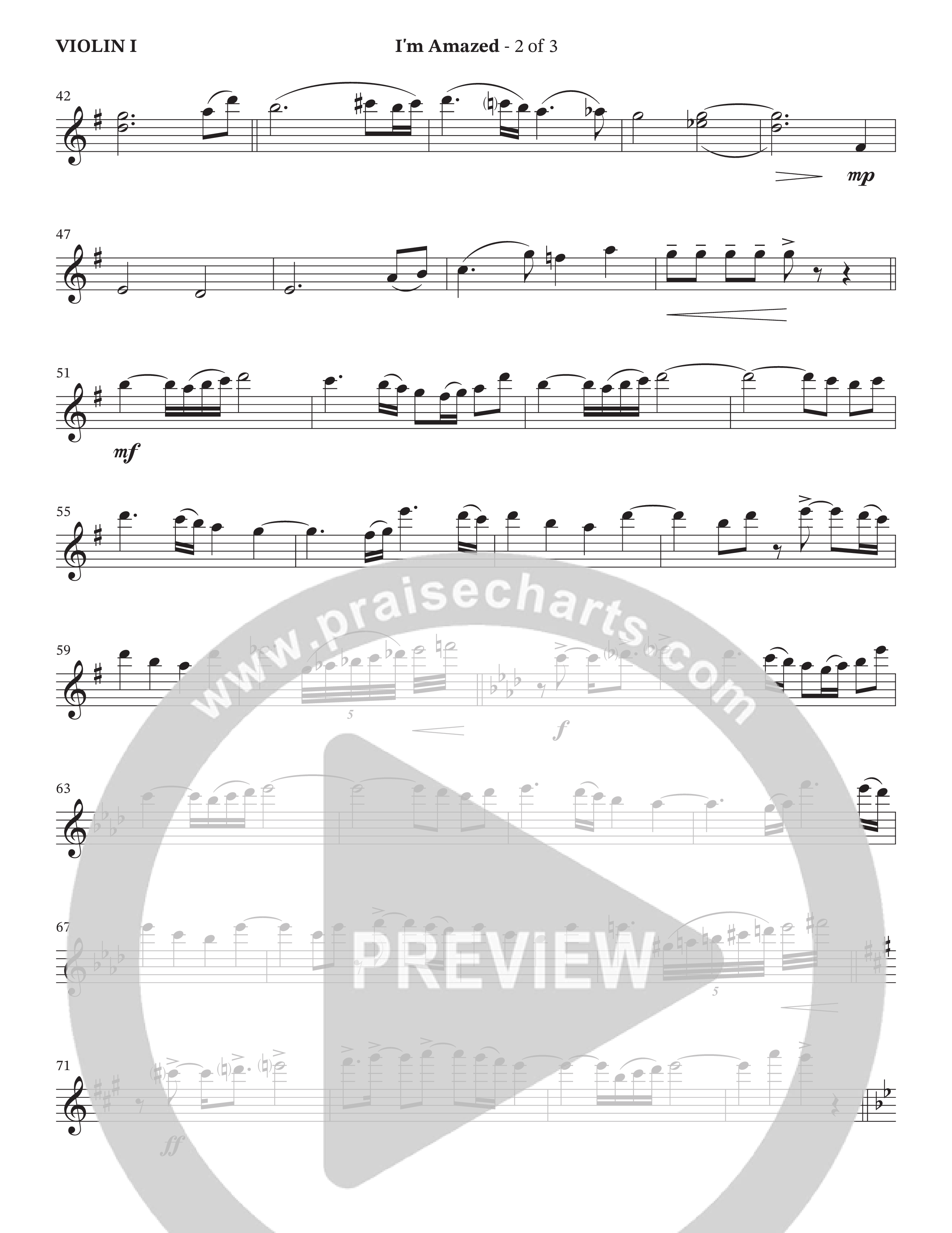 I'm Amazed (Choral Anthem SATB) Violin 1 (The Brooklyn Tabernacle Choir / Jason Crabb / Arr. Carol Cymbala / Orch. Lari Goss)