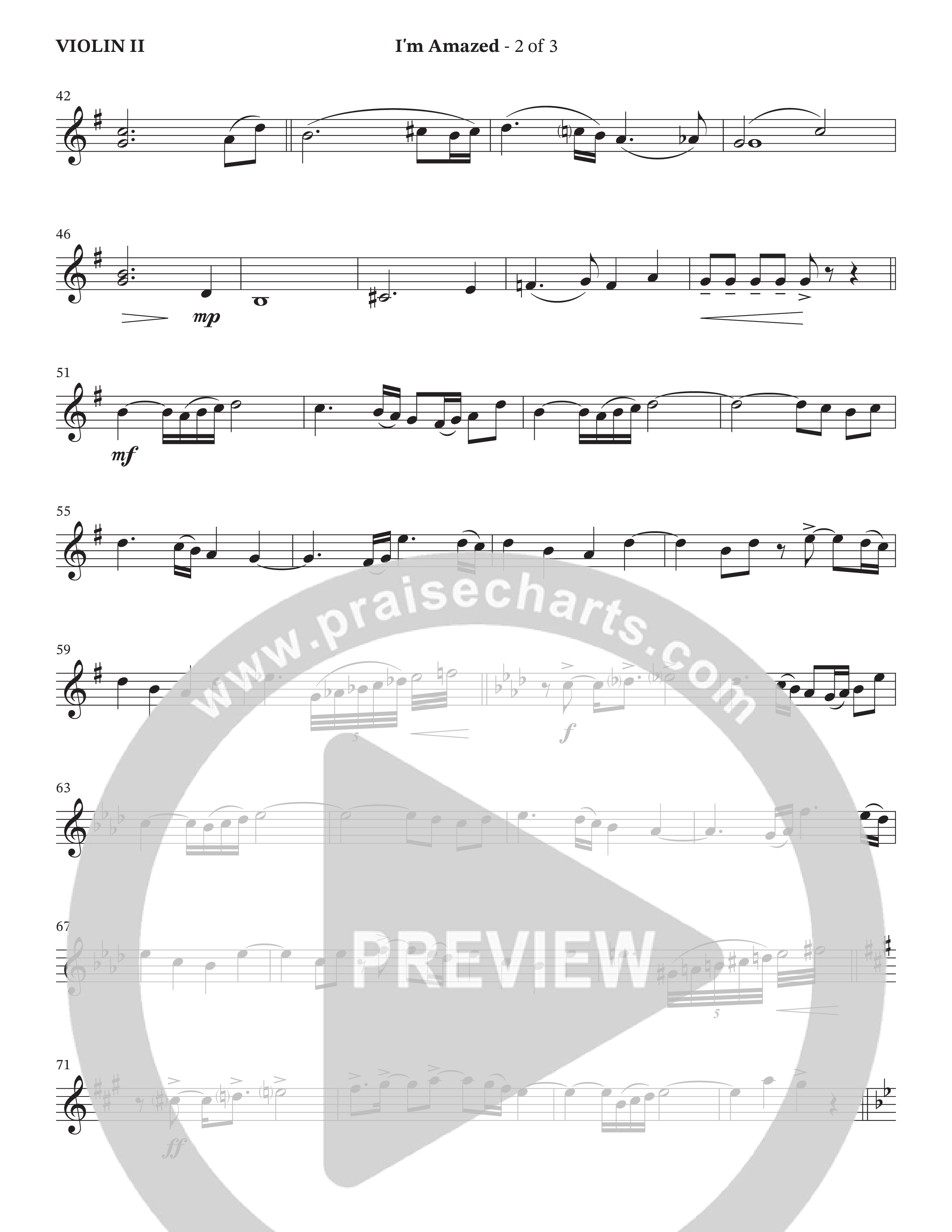 I'm Amazed (Choral Anthem SATB) Violin 2 (The Brooklyn Tabernacle Choir / Jason Crabb / Arr. Carol Cymbala / Orch. Lari Goss)