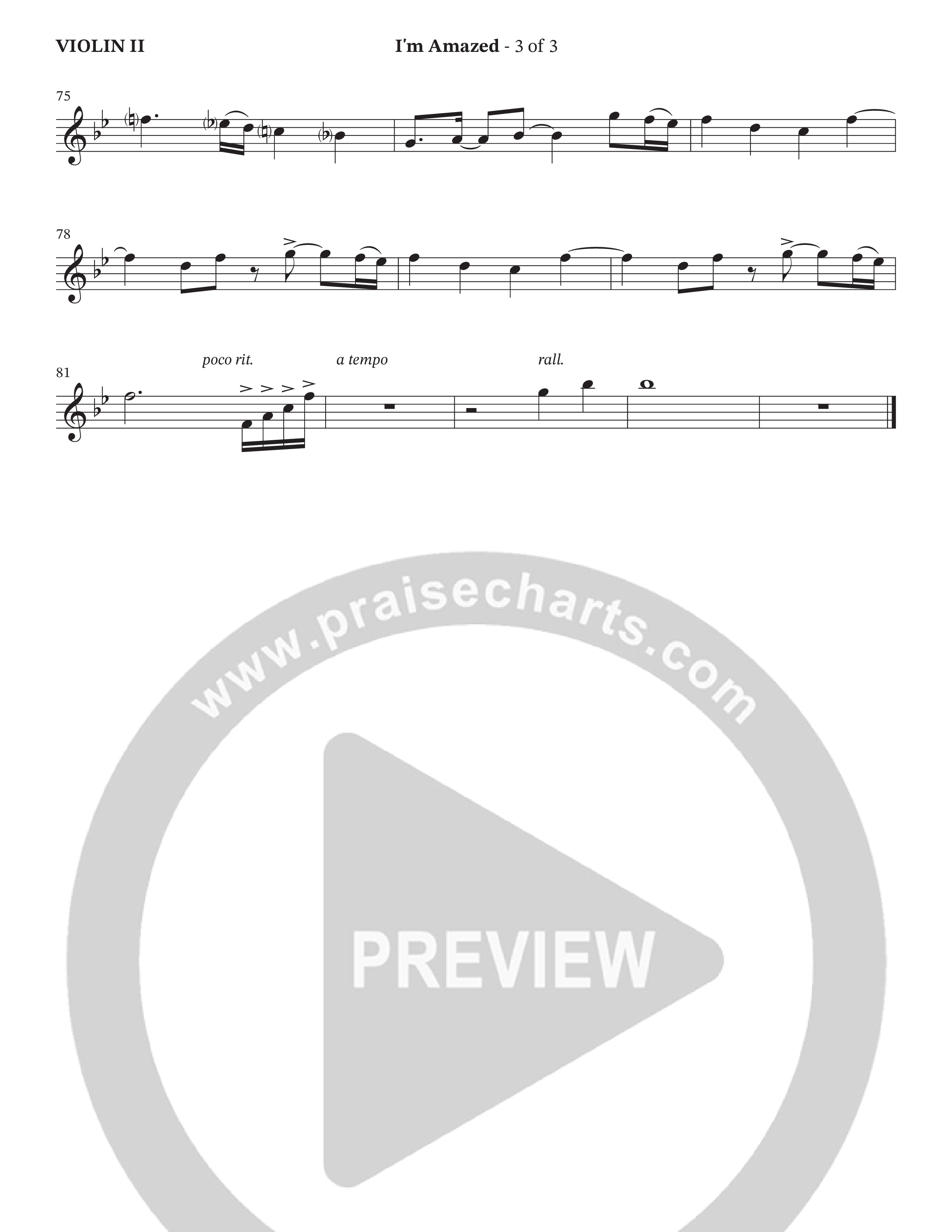 I'm Amazed (Choral Anthem SATB) Violin 2 (The Brooklyn Tabernacle Choir / Jason Crabb / Arr. Carol Cymbala / Orch. Lari Goss)