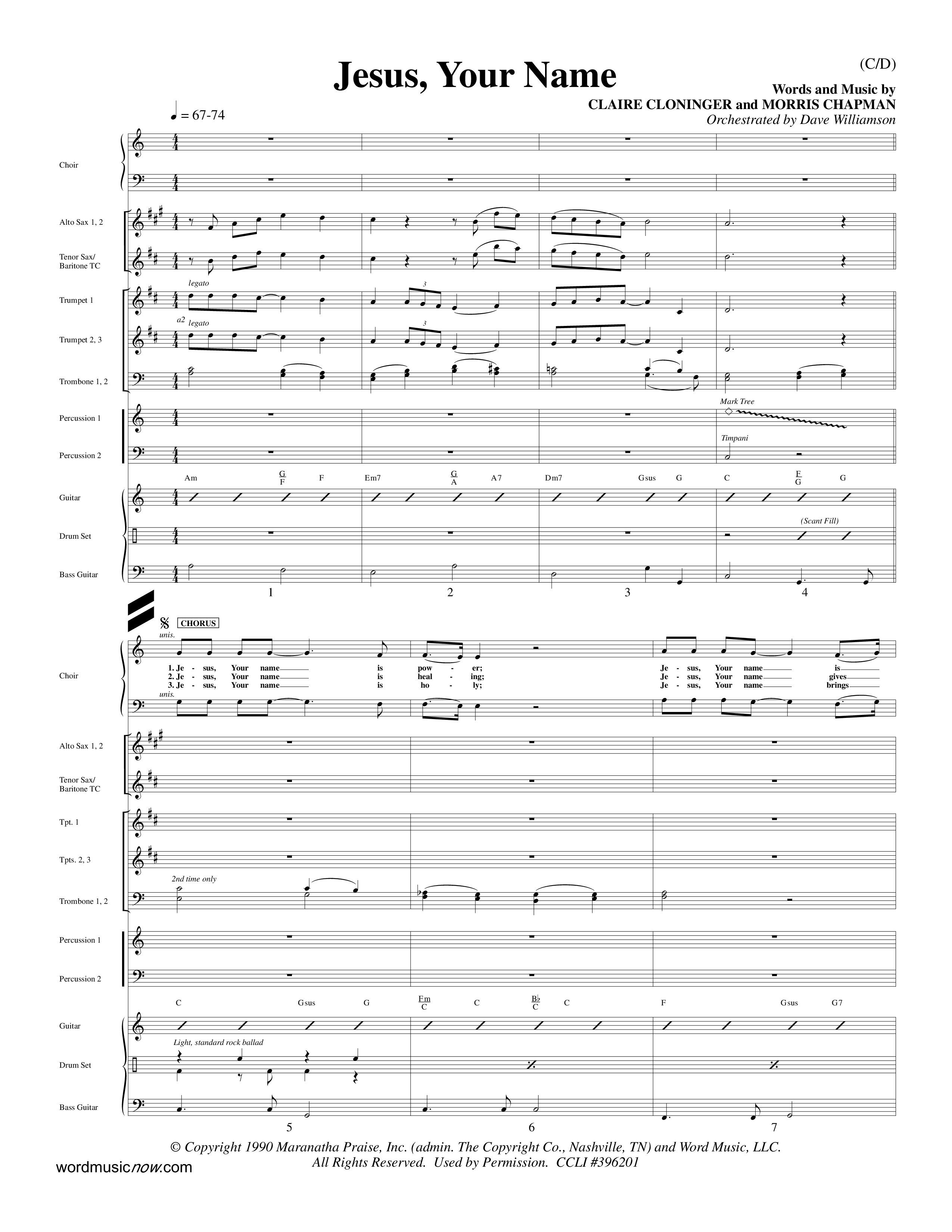 Jesus Your Name (Choral Anthem SATB) Conductor's Score (Word Music Choral / Orch. Dave Williamson)
