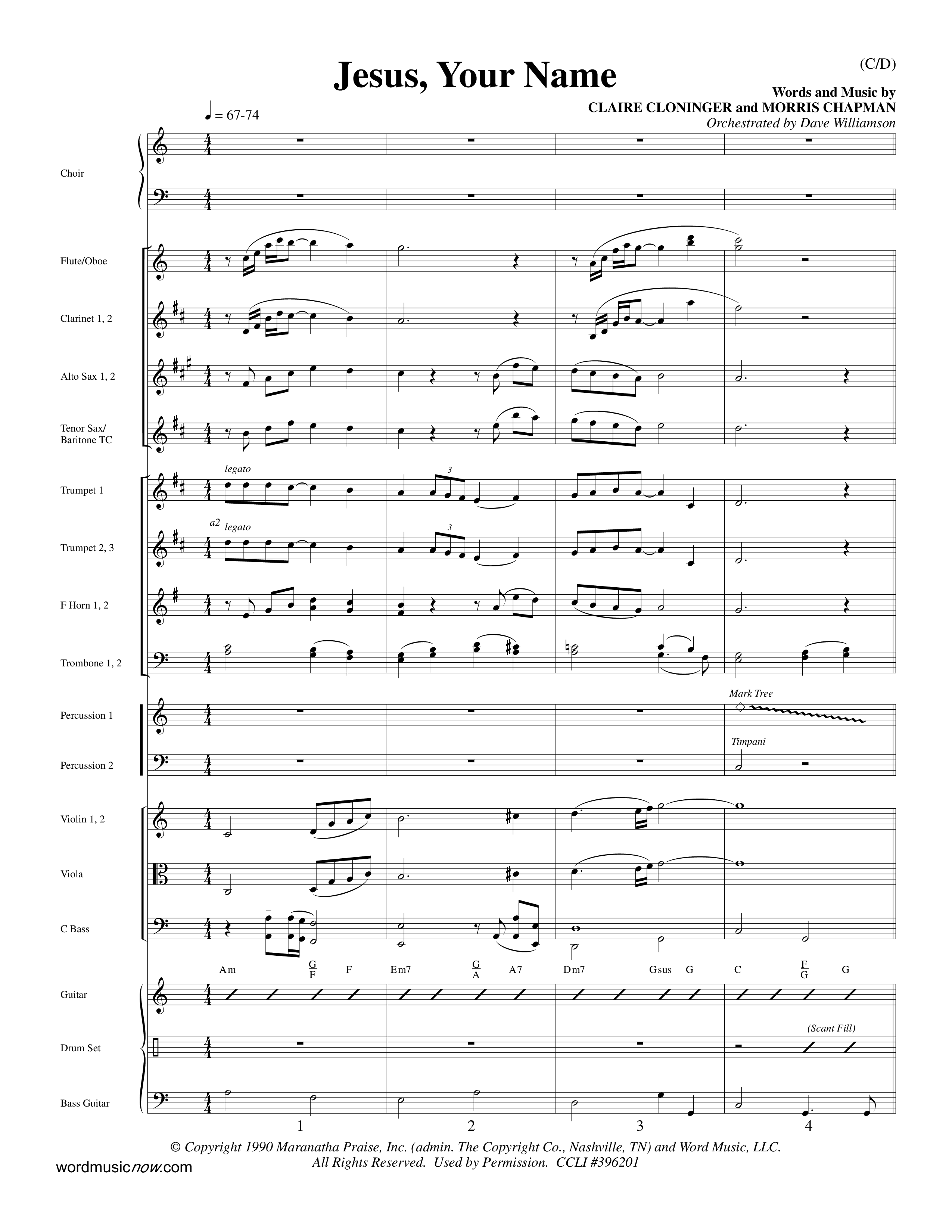 Jesus Your Name (Choral Anthem SATB) Conductor's Score (Word Music Choral / Orch. Dave Williamson)