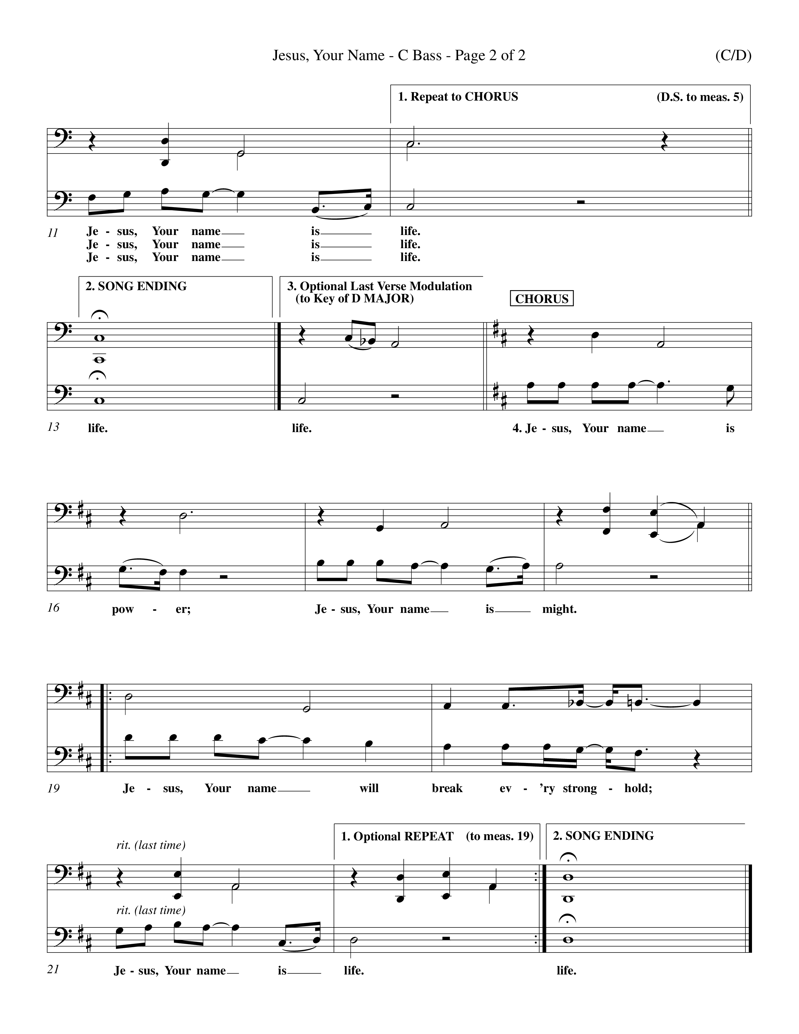 Jesus Your Name (Choral Anthem SATB) Contrabass (Word Music Choral / Orch. Dave Williamson)