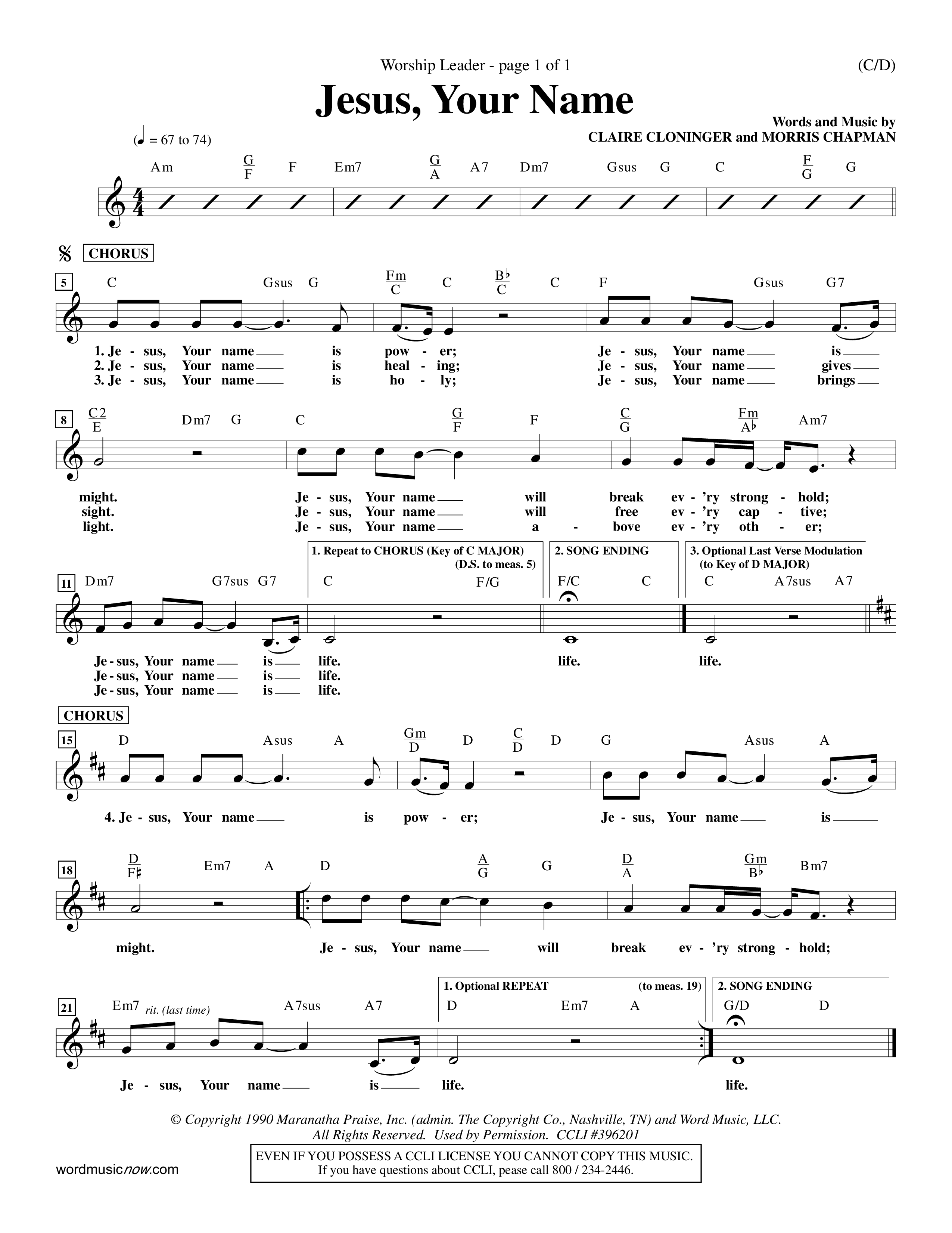 Jesus Your Name (Choral Anthem SATB) Rhythm Pack (Word Music Choral / Orch. Dave Williamson)