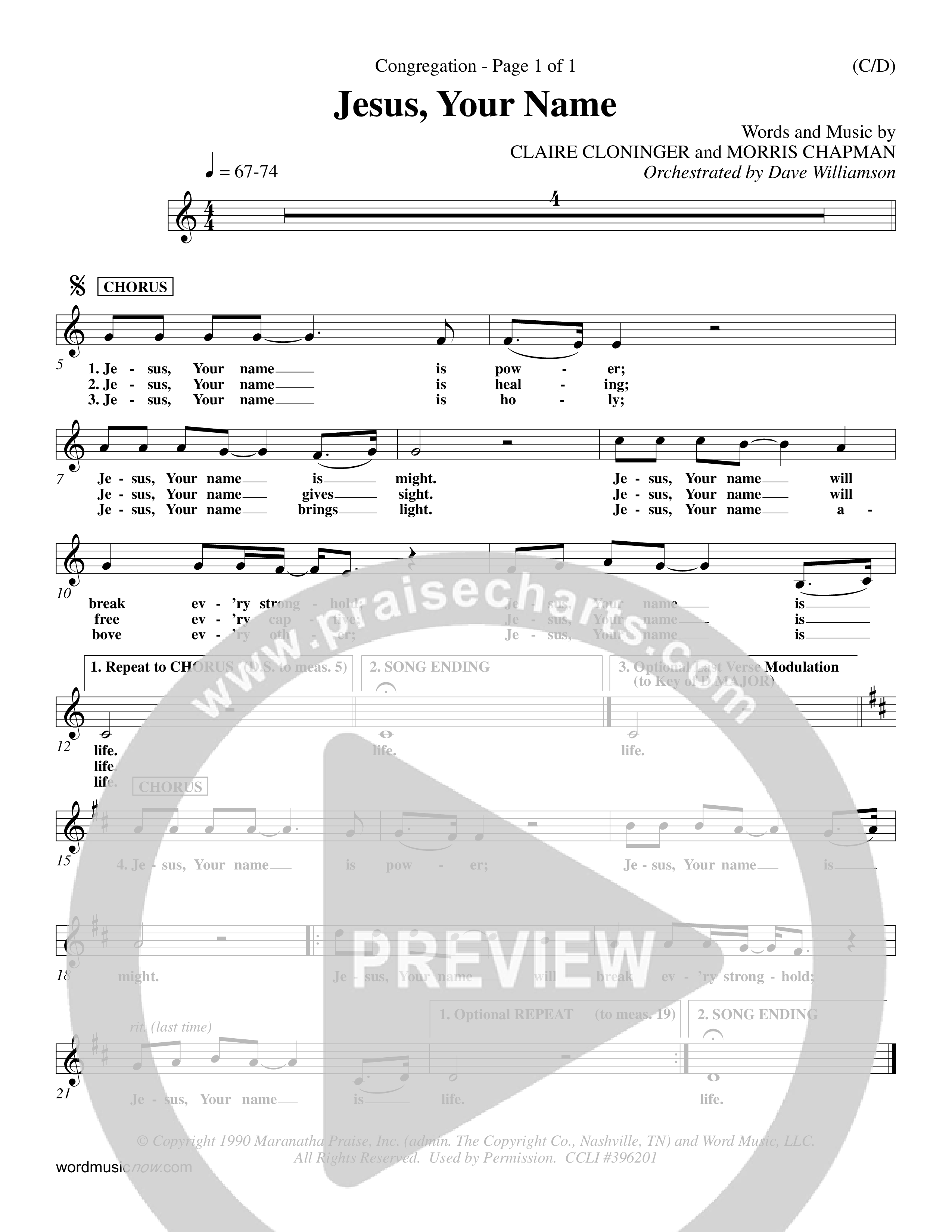 Jesus Your Name (Choral Anthem SATB) Rhythm Pack (Word Music Choral / Orch. Dave Williamson)