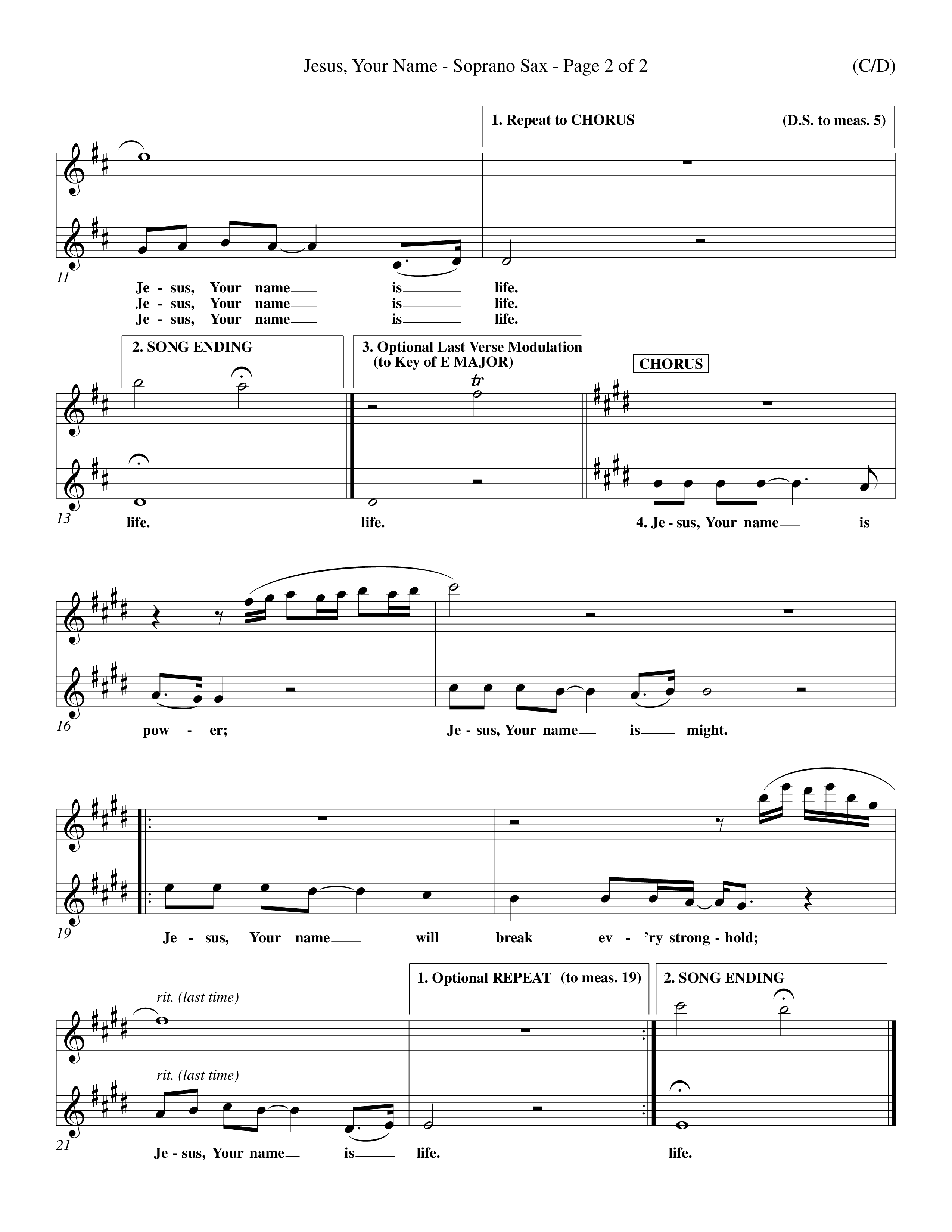 Jesus Your Name (Choral Anthem SATB) Saxophone (Word Music Choral / Orch. Dave Williamson)