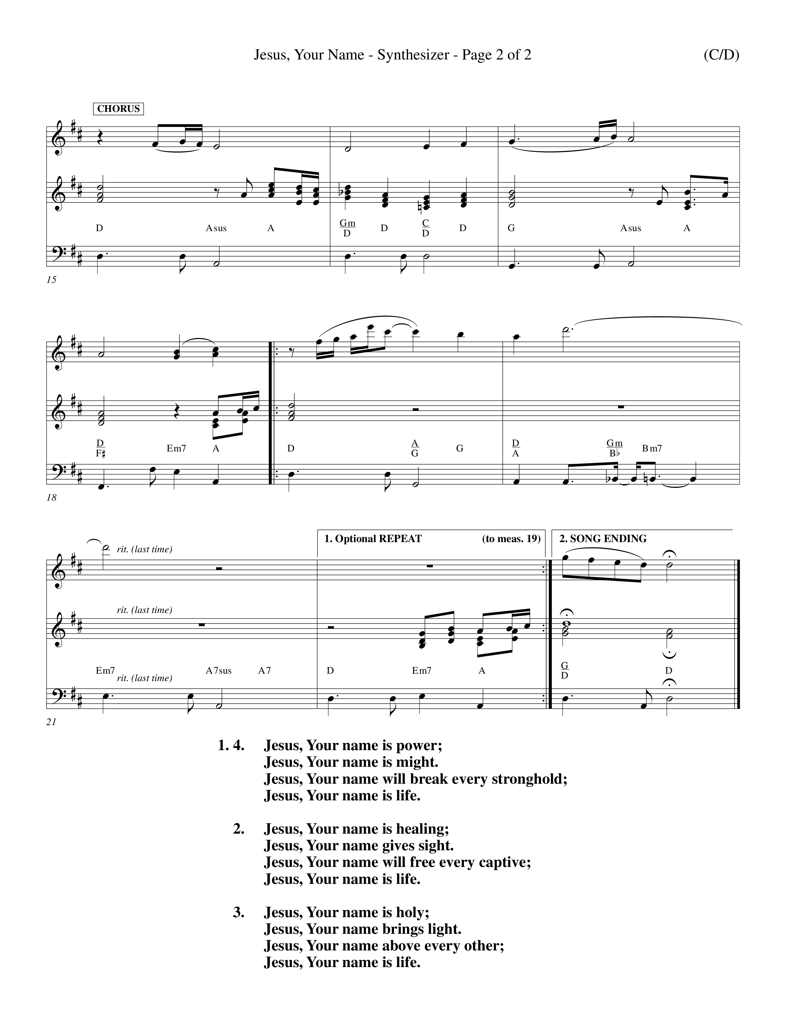 Jesus Your Name (Choral Anthem SATB) Synth (Word Music Choral / Orch. Dave Williamson)