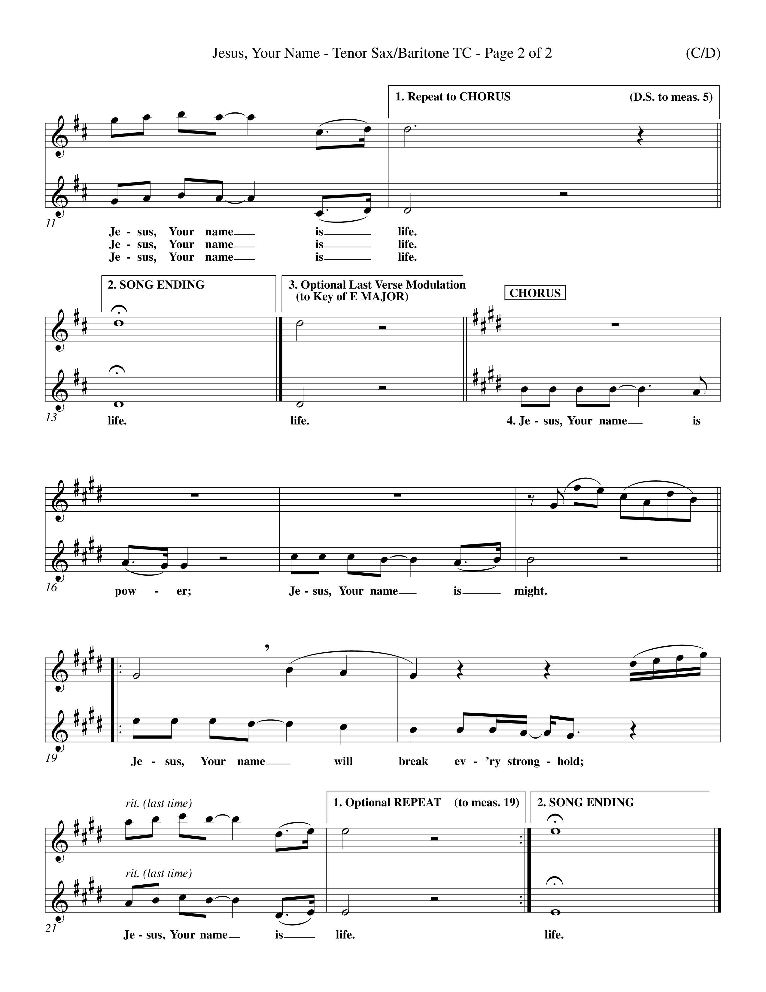 Jesus Your Name (Choral Anthem SATB) Tenor Sax/Baritone T.C. (Word Music Choral / Orch. Dave Williamson)