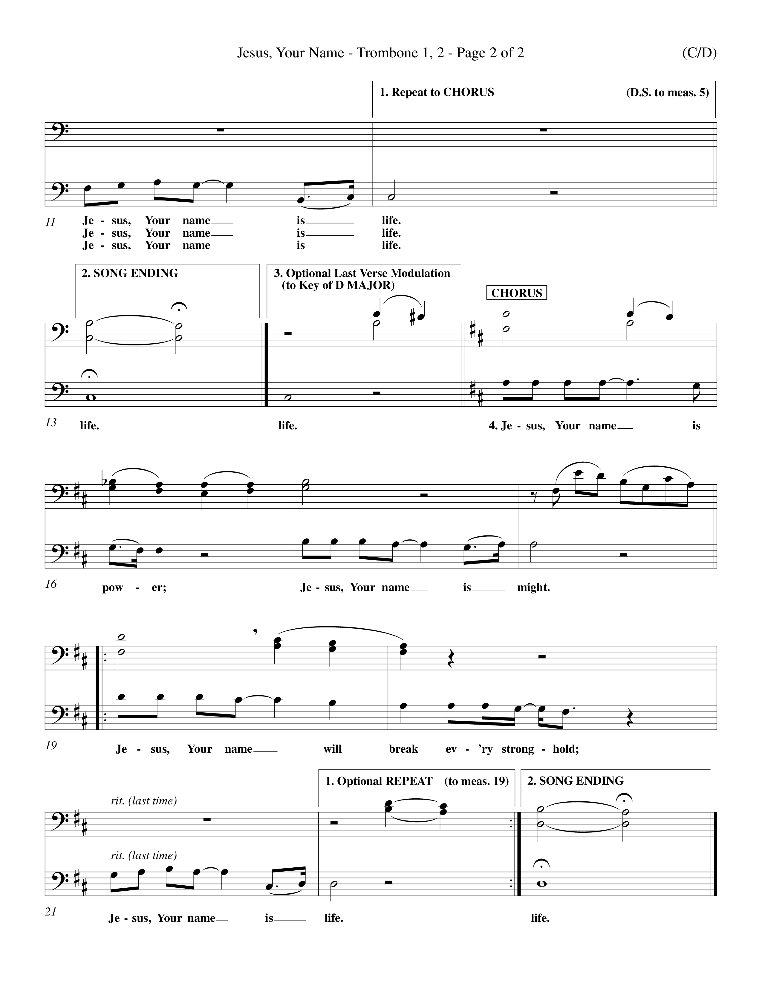 Jesus Your Name (Choral Anthem SATB) Trombone 1/2 (Word Music Choral / Orch. Dave Williamson)