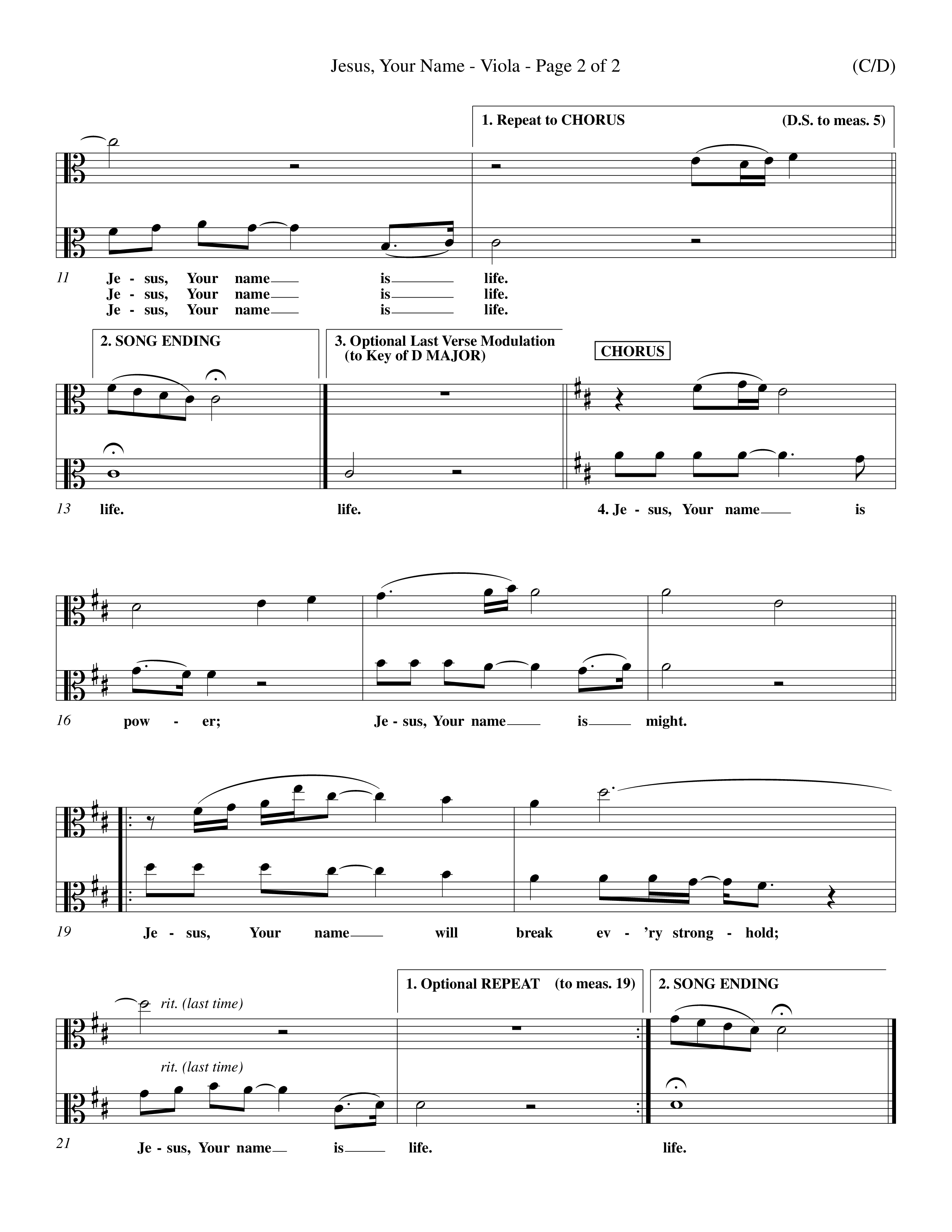 Jesus Your Name (Choral Anthem SATB) Viola (Word Music Choral / Orch. Dave Williamson)