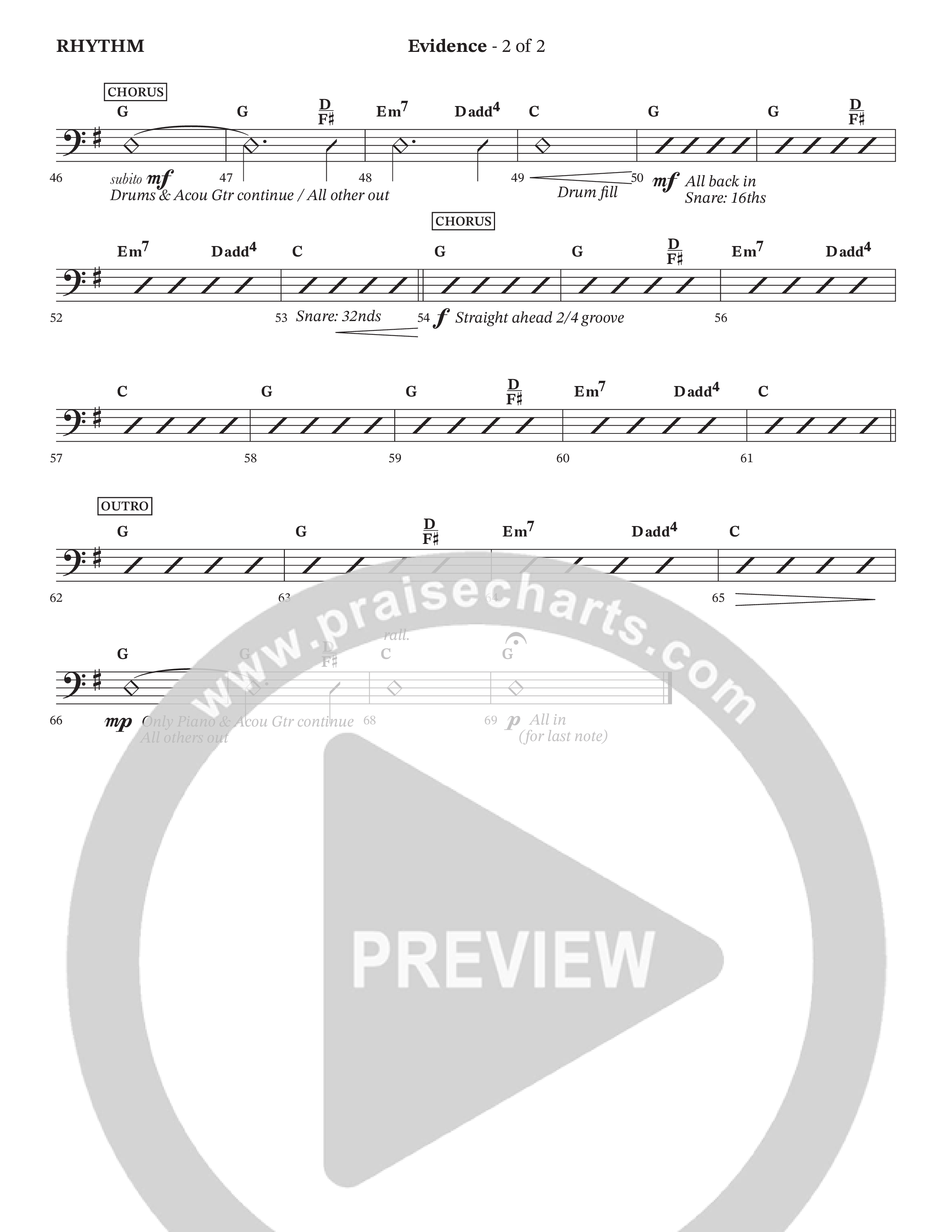 Evidence (Choral Anthem SATB) Rhythm Chart (Triumphant Quartet / Arr. Wayne Haun / Arr. Josh Stewart)