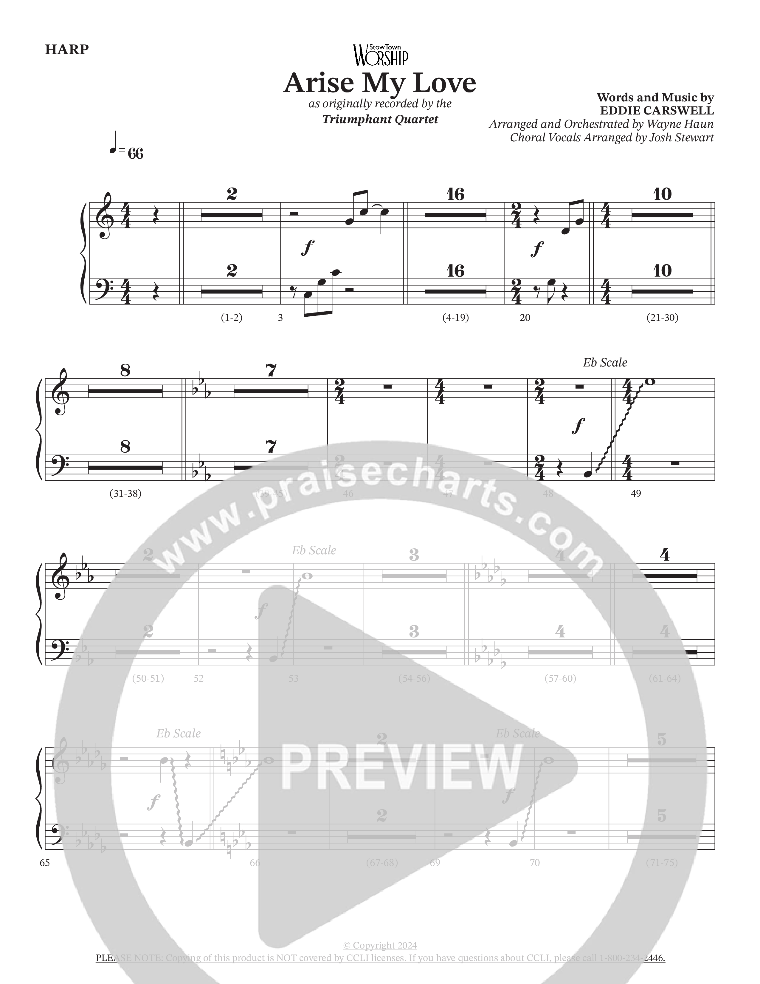 Arise My Love (Choral Anthem SATB) Harp (Triumphant Quartet / Arr. Wayne Haun / Arr. Josh Stewart)