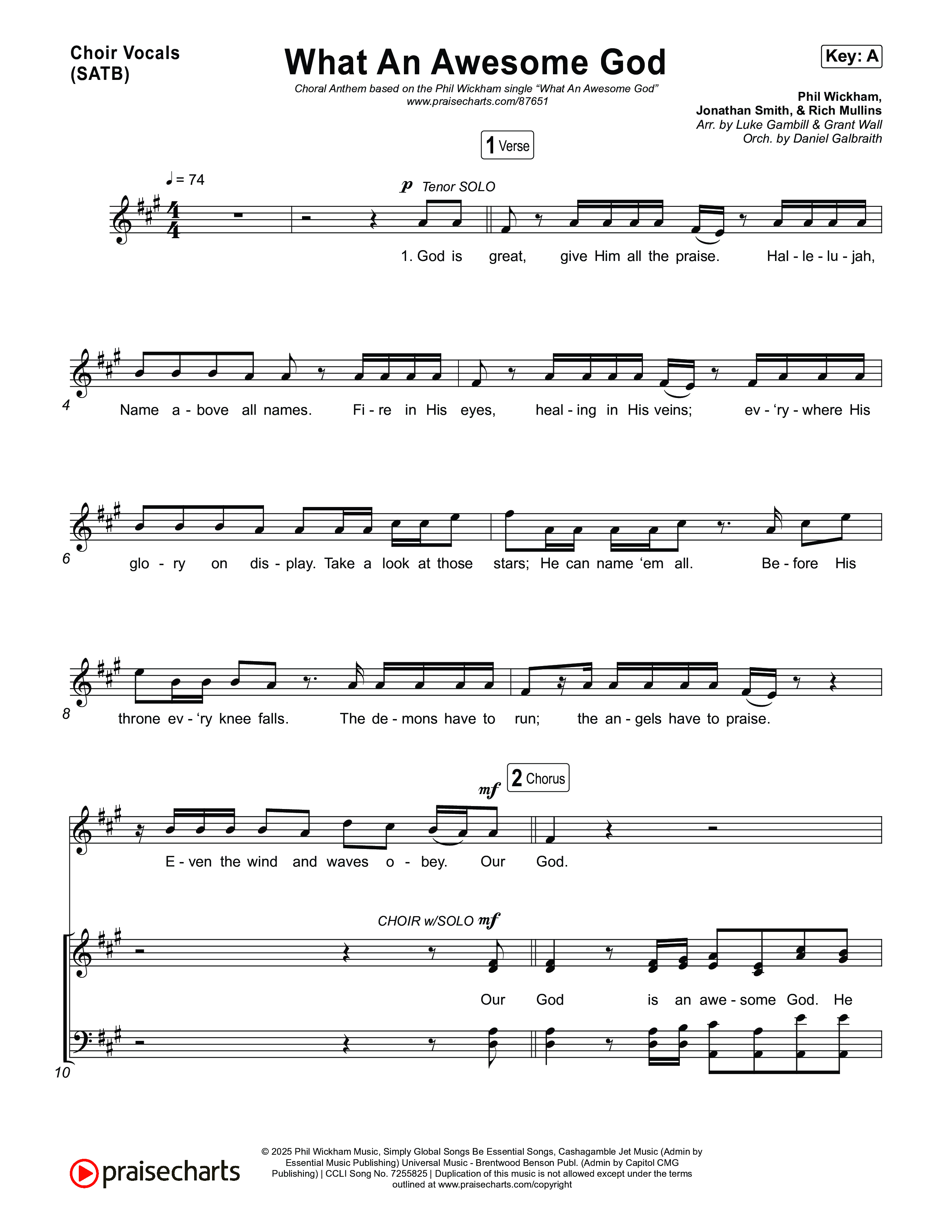 What An Awesome God (Choral Anthem SATB) Choir Sheet (SATB) (Phil Wickham / Arr. Luke Gambill)