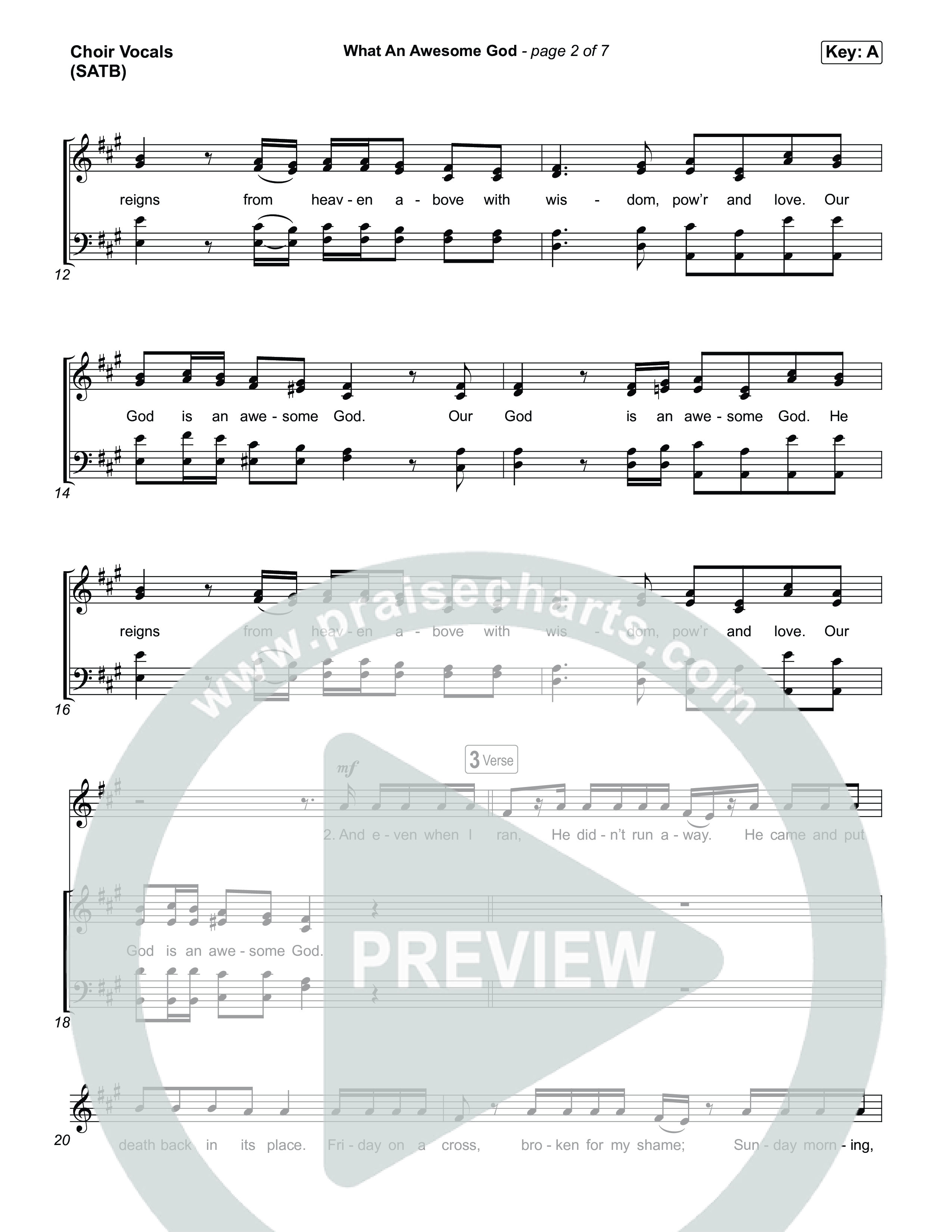 What An Awesome God (Choral Anthem SATB) Choir Sheet (SATB) (Phil Wickham / Arr. Luke Gambill)