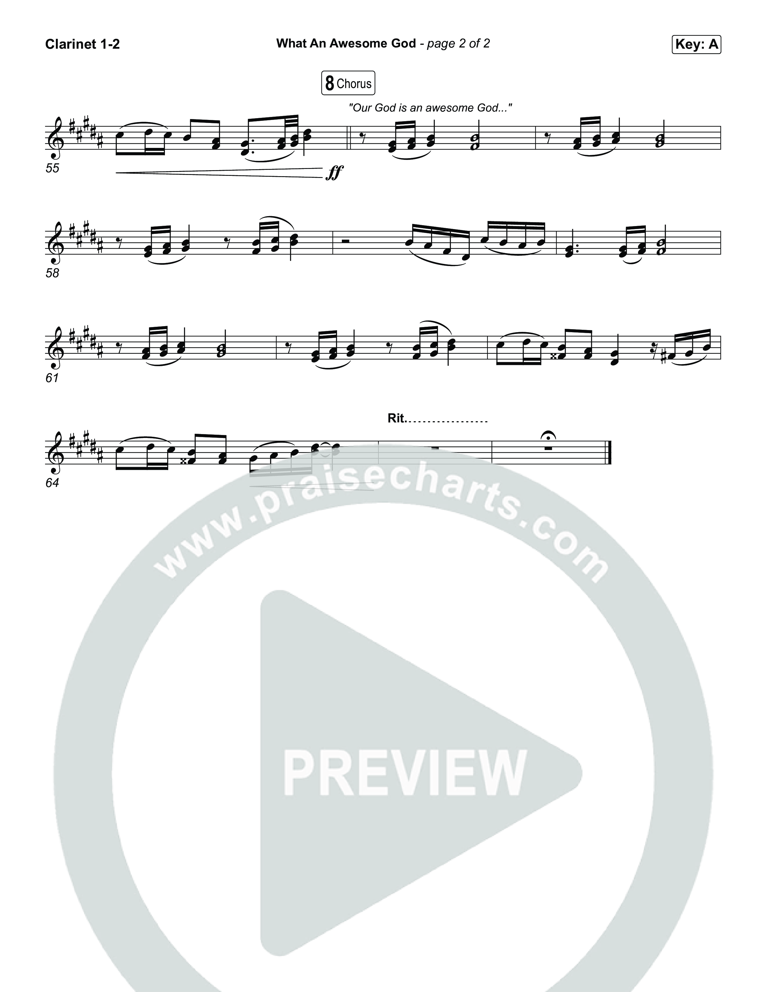 What An Awesome God (Choral Anthem SATB) Clarinet 1/2 (Phil Wickham / Arr. Luke Gambill)