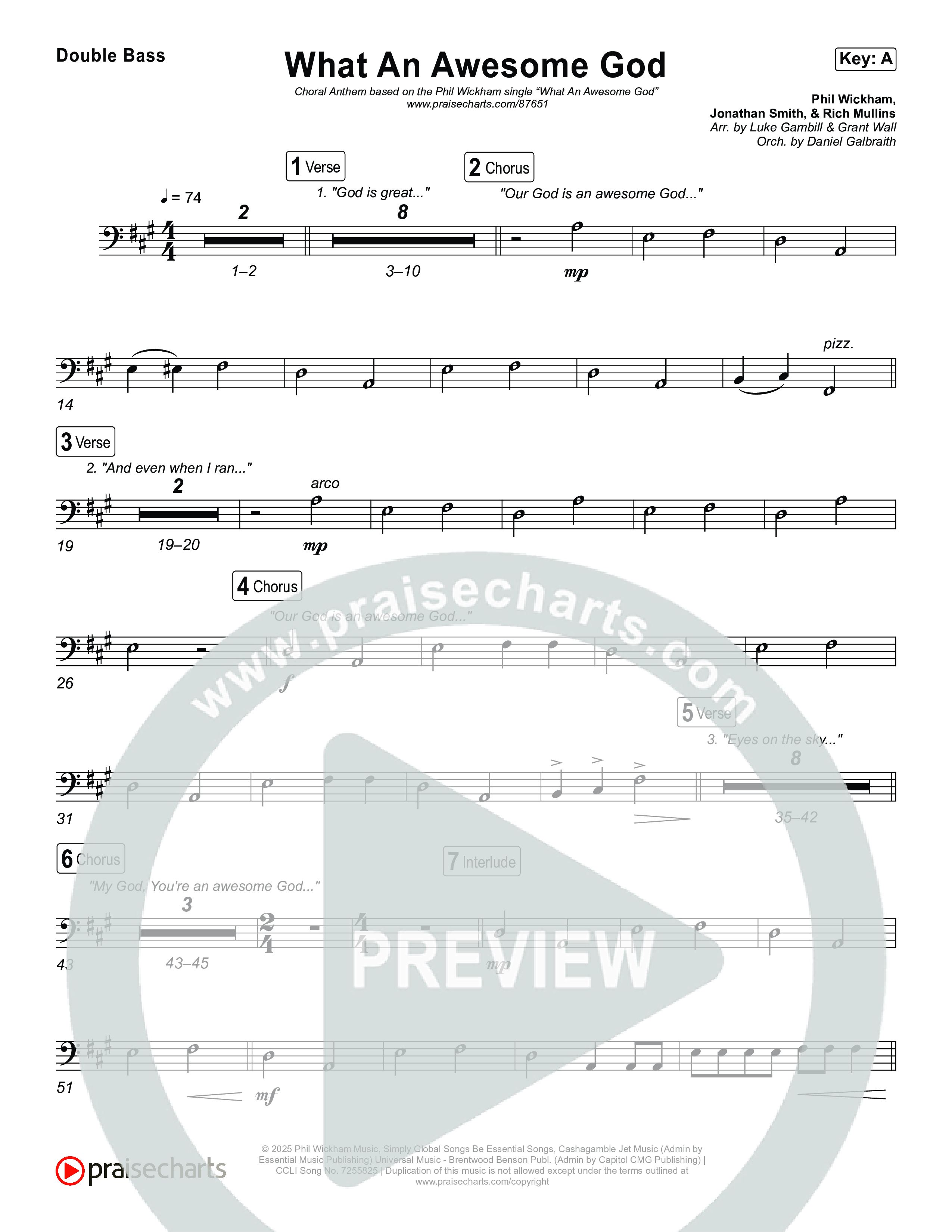 What An Awesome God (Choral Anthem SATB) String Bass (Phil Wickham / Arr. Luke Gambill)