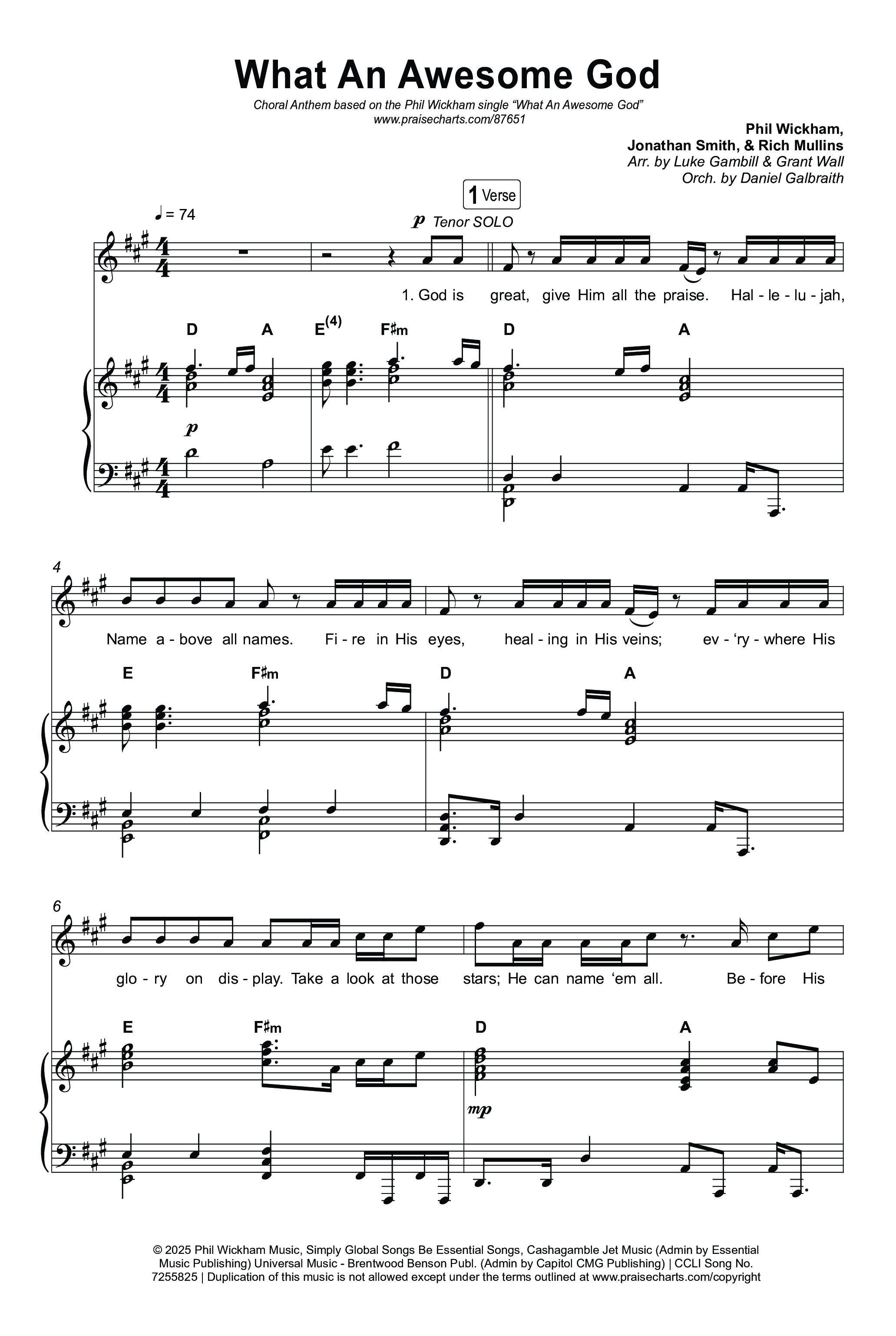 What An Awesome God (Choral Anthem SATB) Octavo (SATB & Pno) (Phil Wickham / Arr. Luke Gambill)