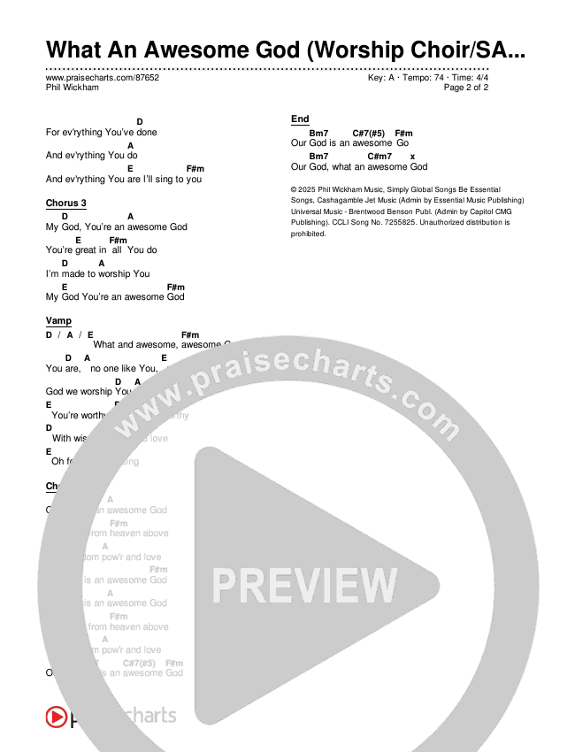 What An Awesome God (Worship Choir/SAB) Chords & Lyrics (Phil Wickham / Arr. Luke Gambill)