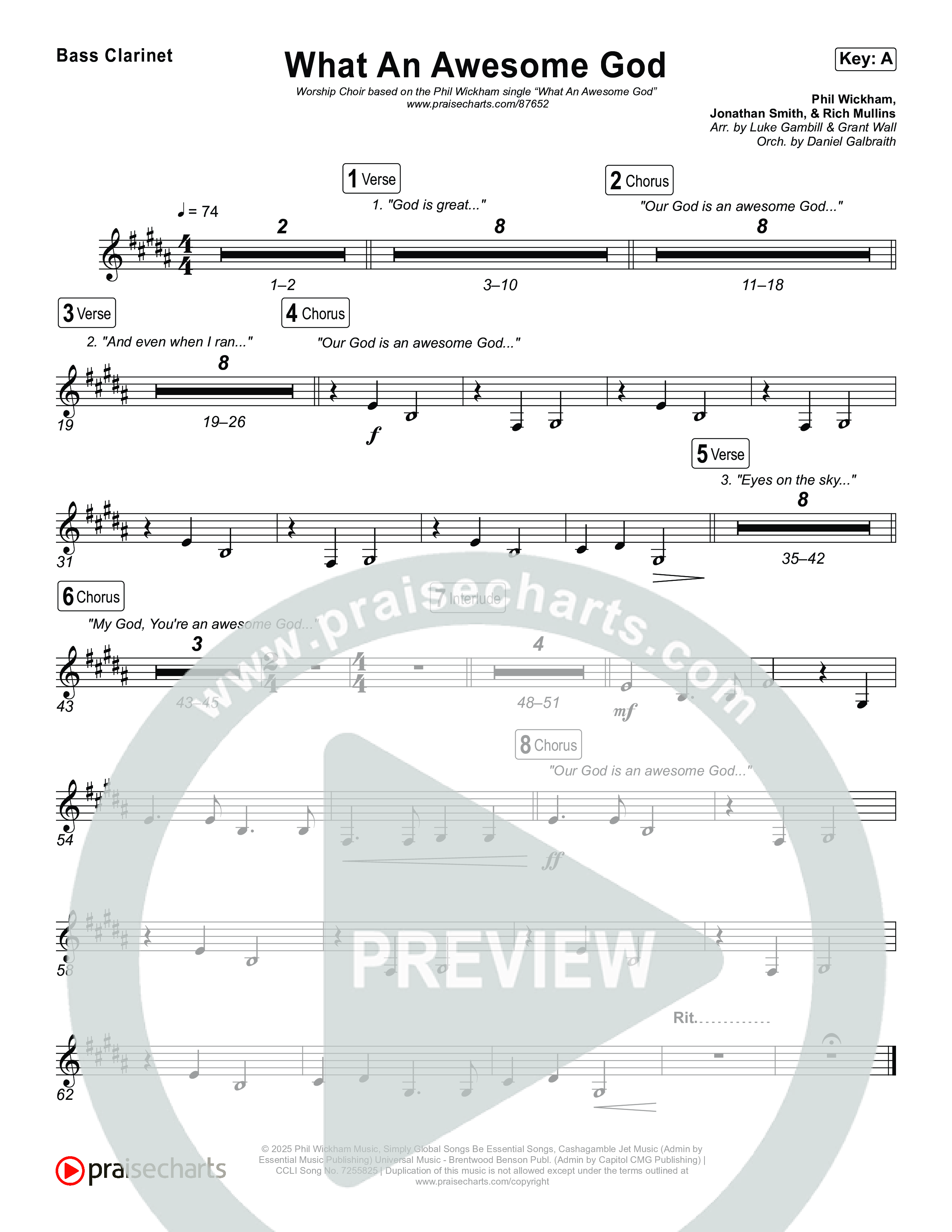 What An Awesome God (Worship Choir/SAB) Bass Clarinet (Phil Wickham / Arr. Luke Gambill)