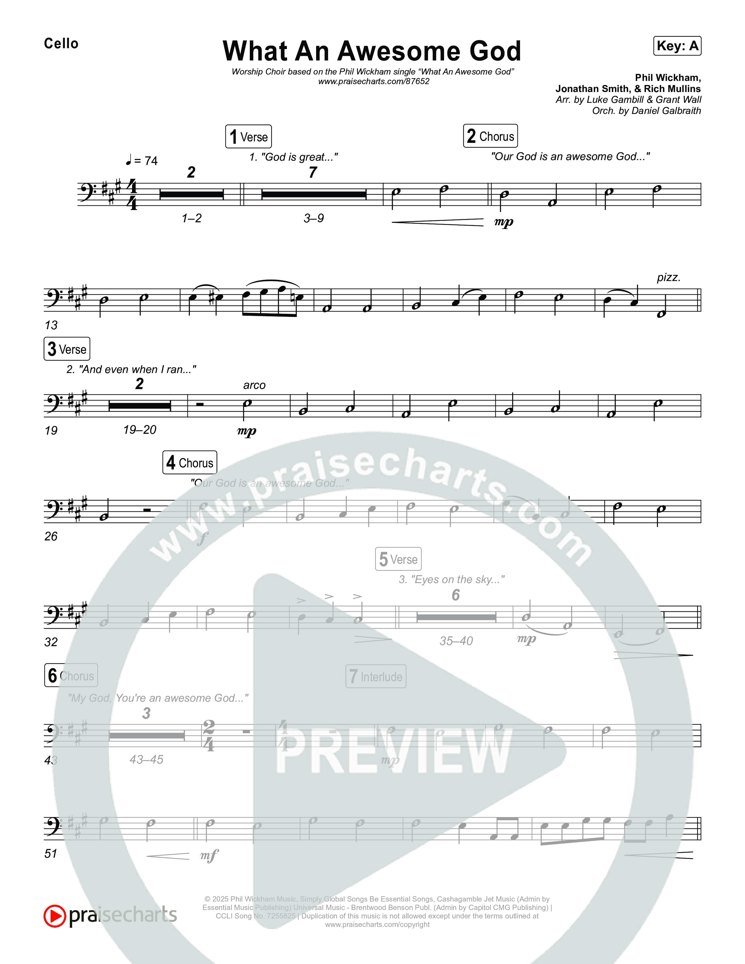 What An Awesome God (Worship Choir/SAB) Cello (Phil Wickham / Arr. Luke Gambill)