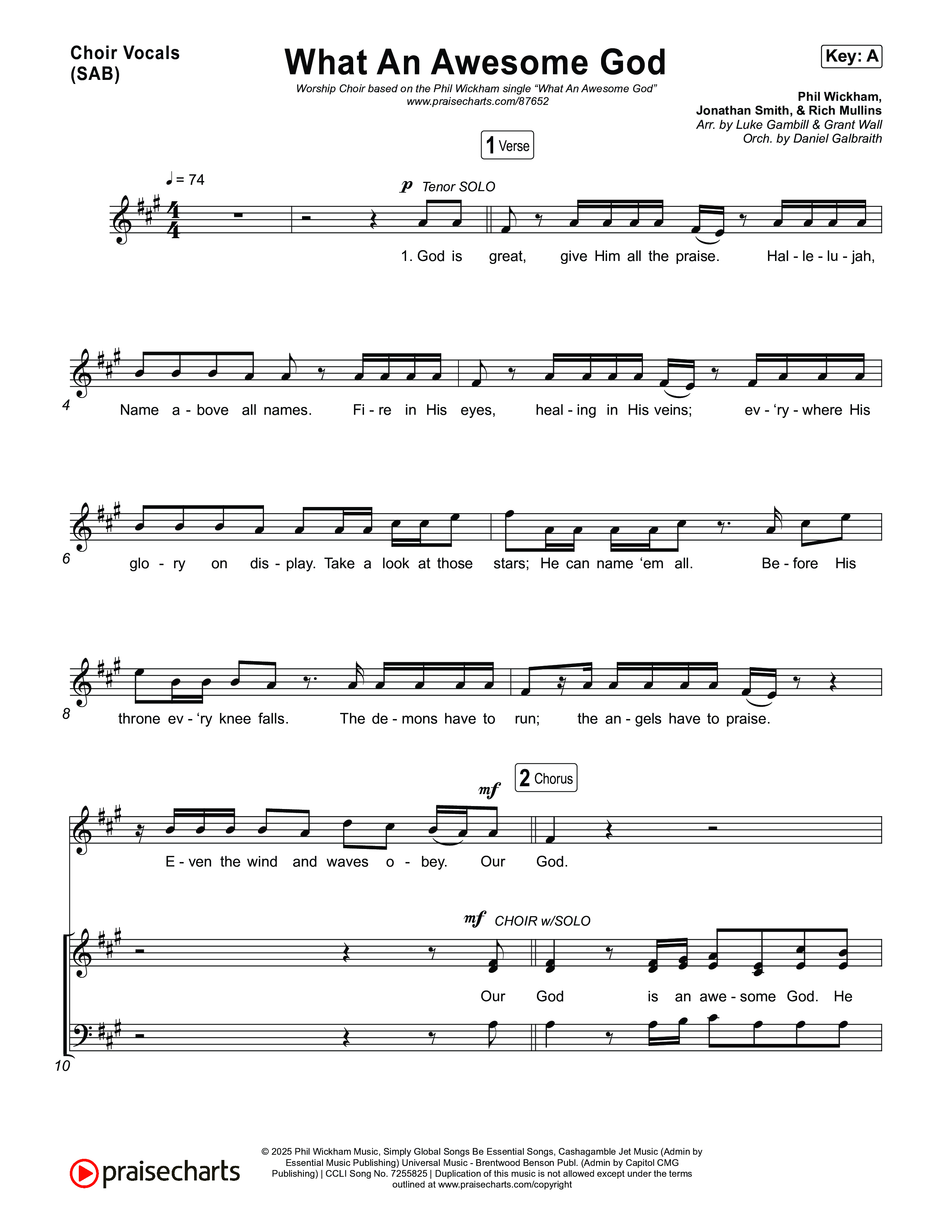 What An Awesome God (Worship Choir/SAB) Choir Sheet (SAB) (Phil Wickham / Arr. Luke Gambill)