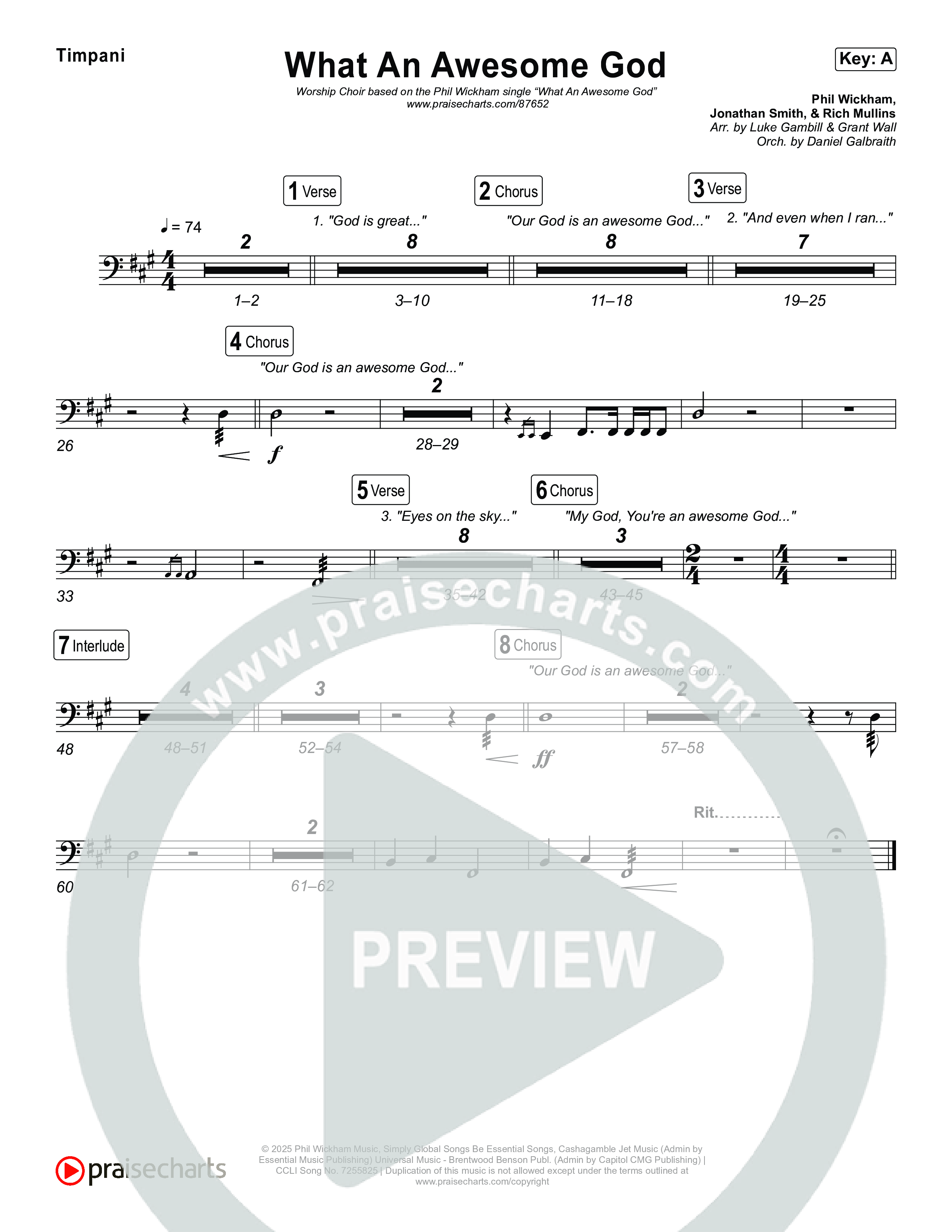 What An Awesome God (Worship Choir/SAB) Timpani (Phil Wickham / Arr. Luke Gambill)