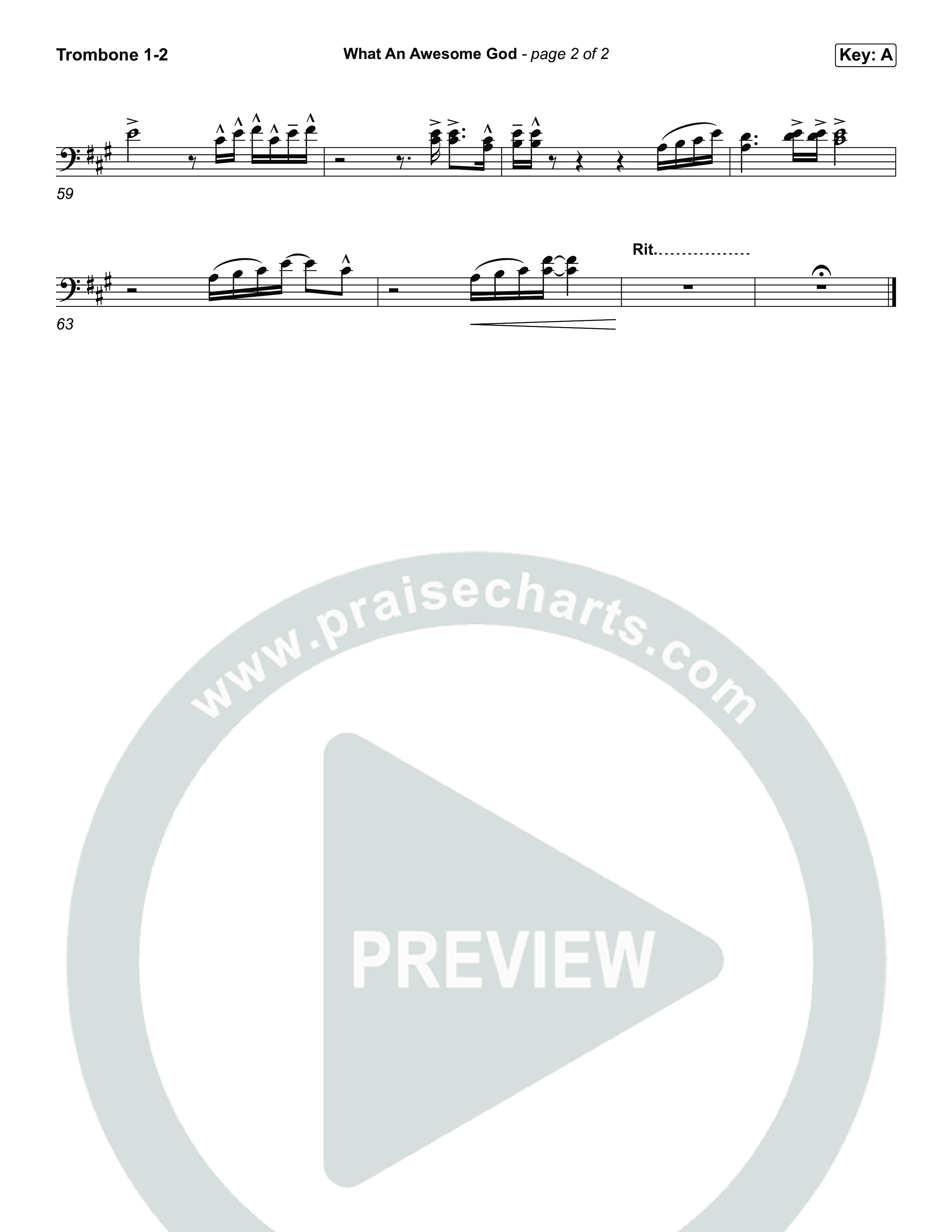 What An Awesome God (Worship Choir/SAB) Trombone 1/2 (Phil Wickham / Arr. Luke Gambill)