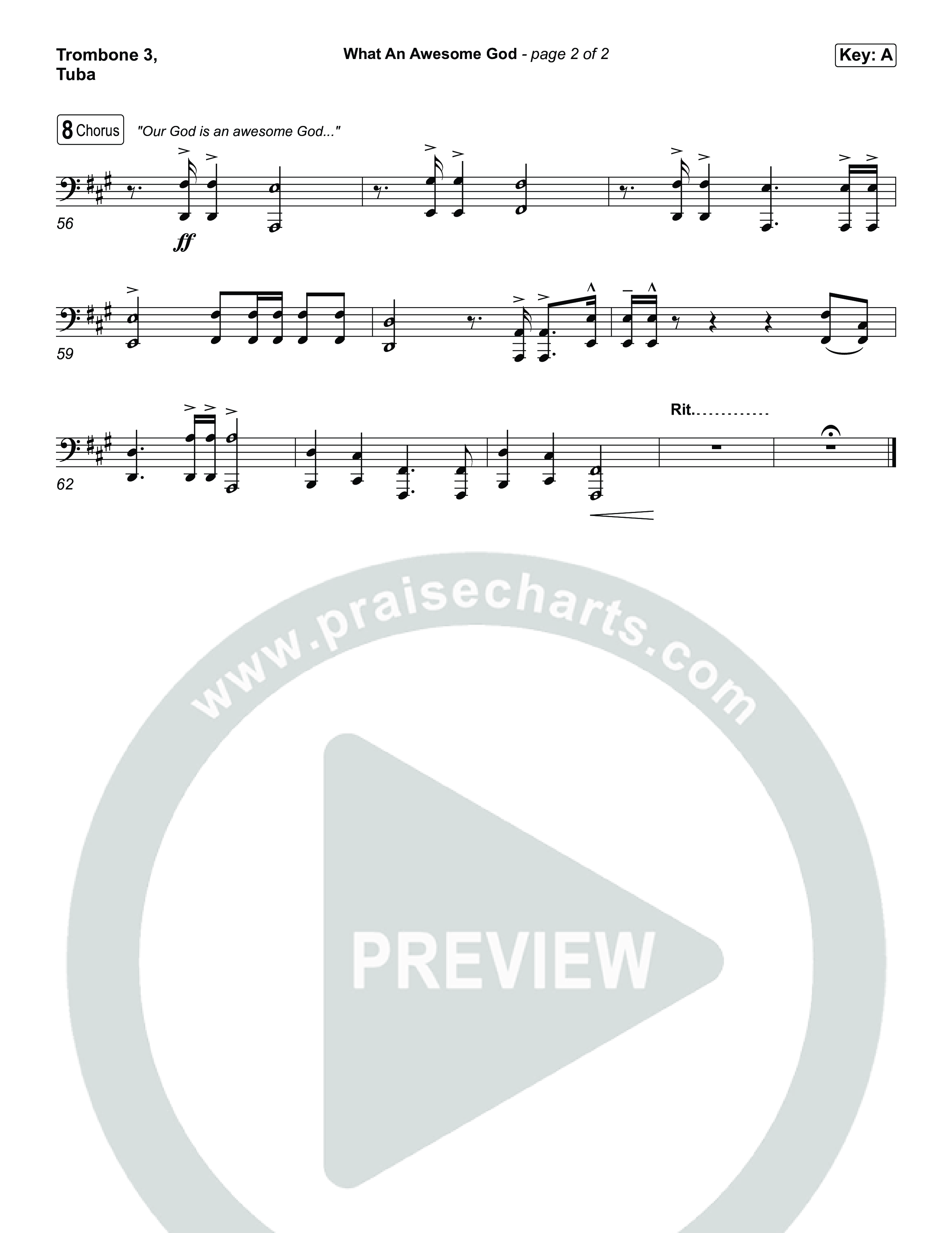 What An Awesome God (Worship Choir/SAB) Trombone 3/Tuba (Phil Wickham / Arr. Luke Gambill)