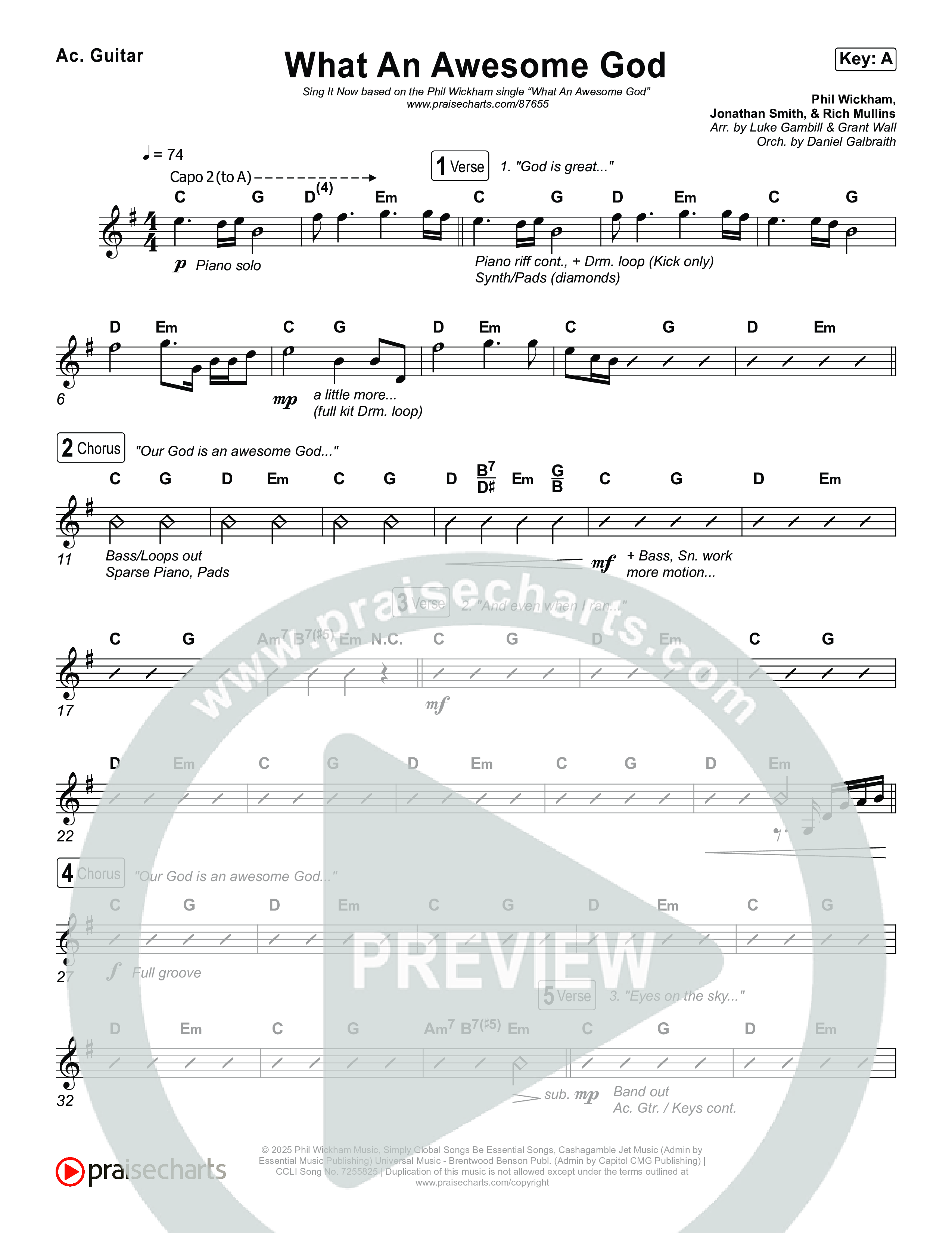 What An Awesome God (Sing It Now) Acoustic Guitar (Phil Wickham / Arr. Luke Gambill)