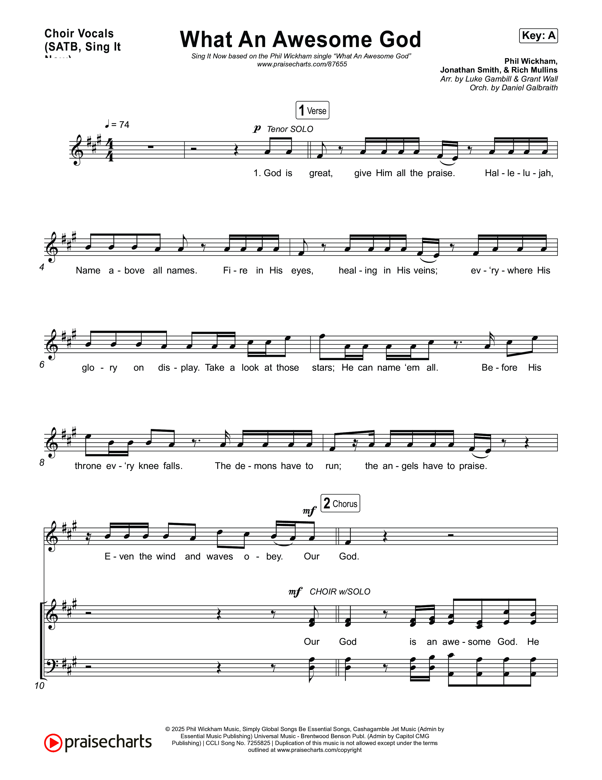 What An Awesome God (Sing It Now) Choir Sheet (SATB) (Phil Wickham / Arr. Luke Gambill)