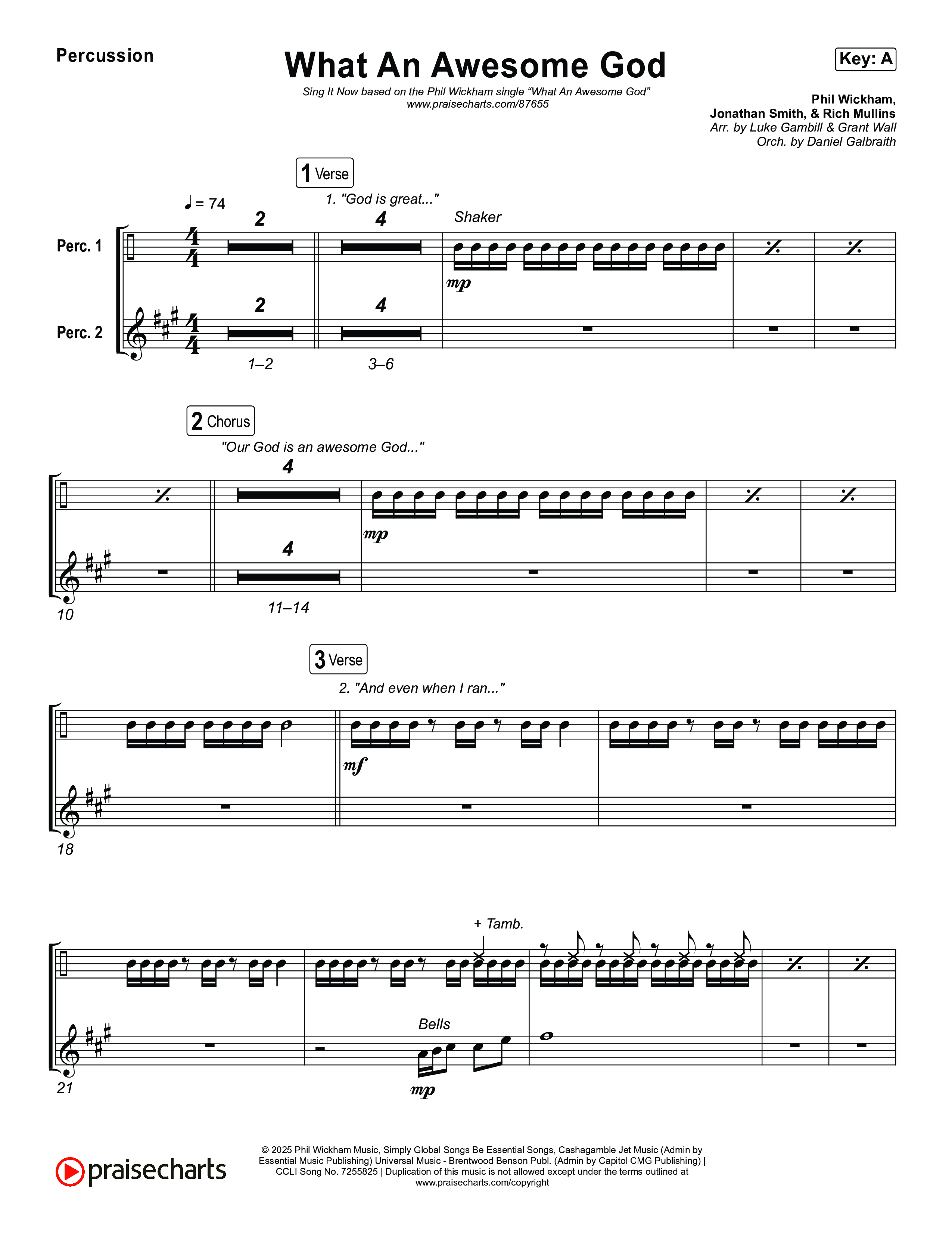 What An Awesome God (Sing It Now) Percussion (Phil Wickham / Arr. Luke Gambill)