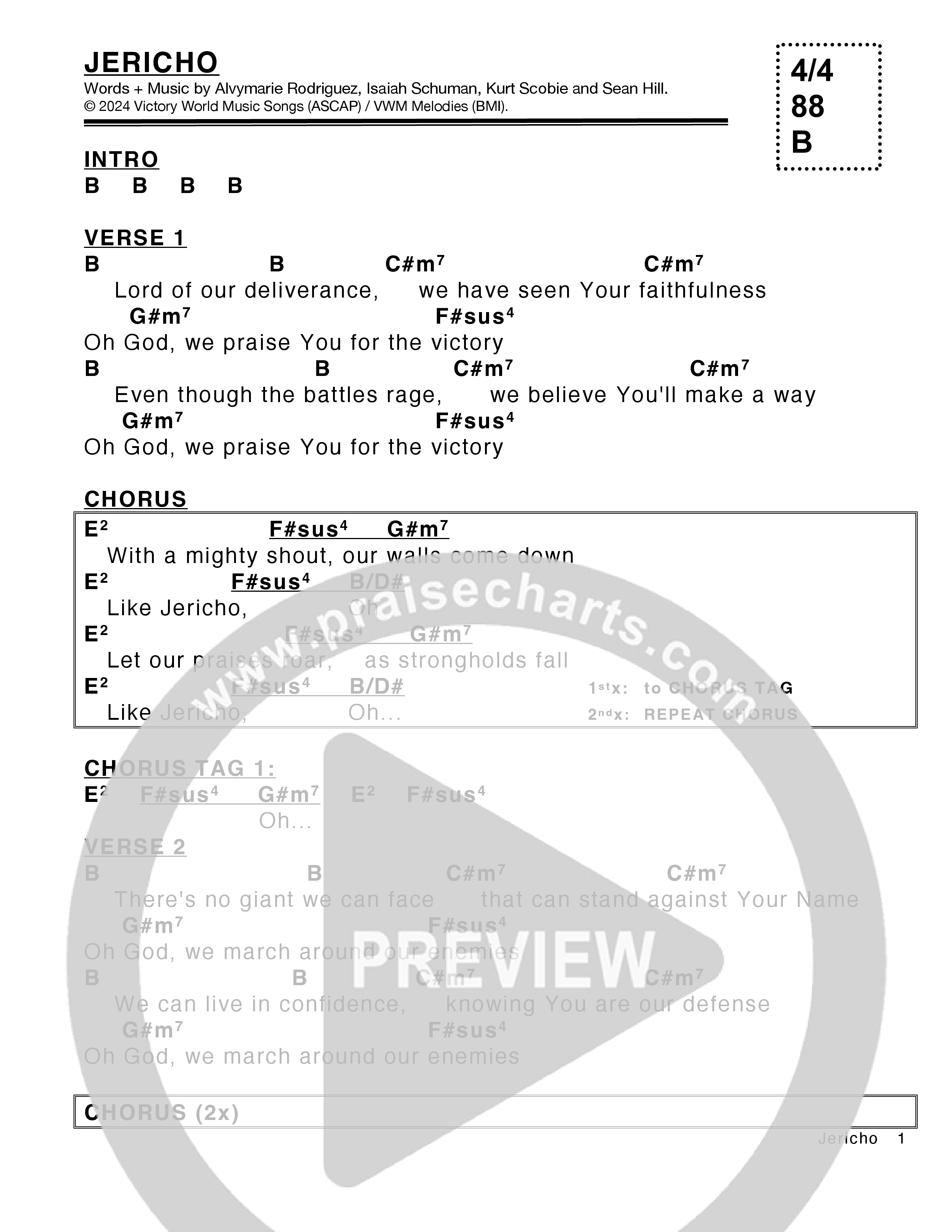 Jericho (Live) Chord Chart (Victory House Worship)