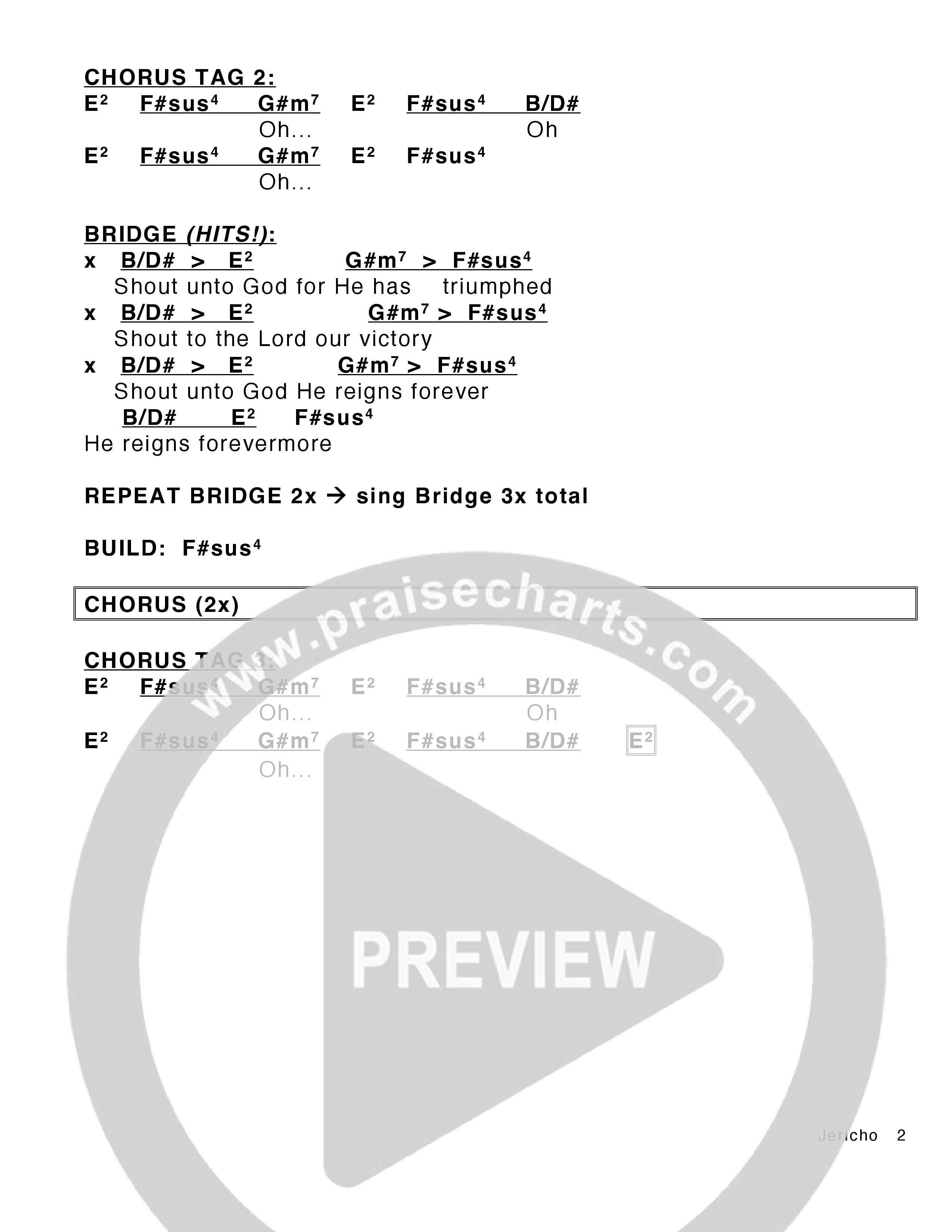 Jericho (Live) Chord Chart (Victory House Worship)