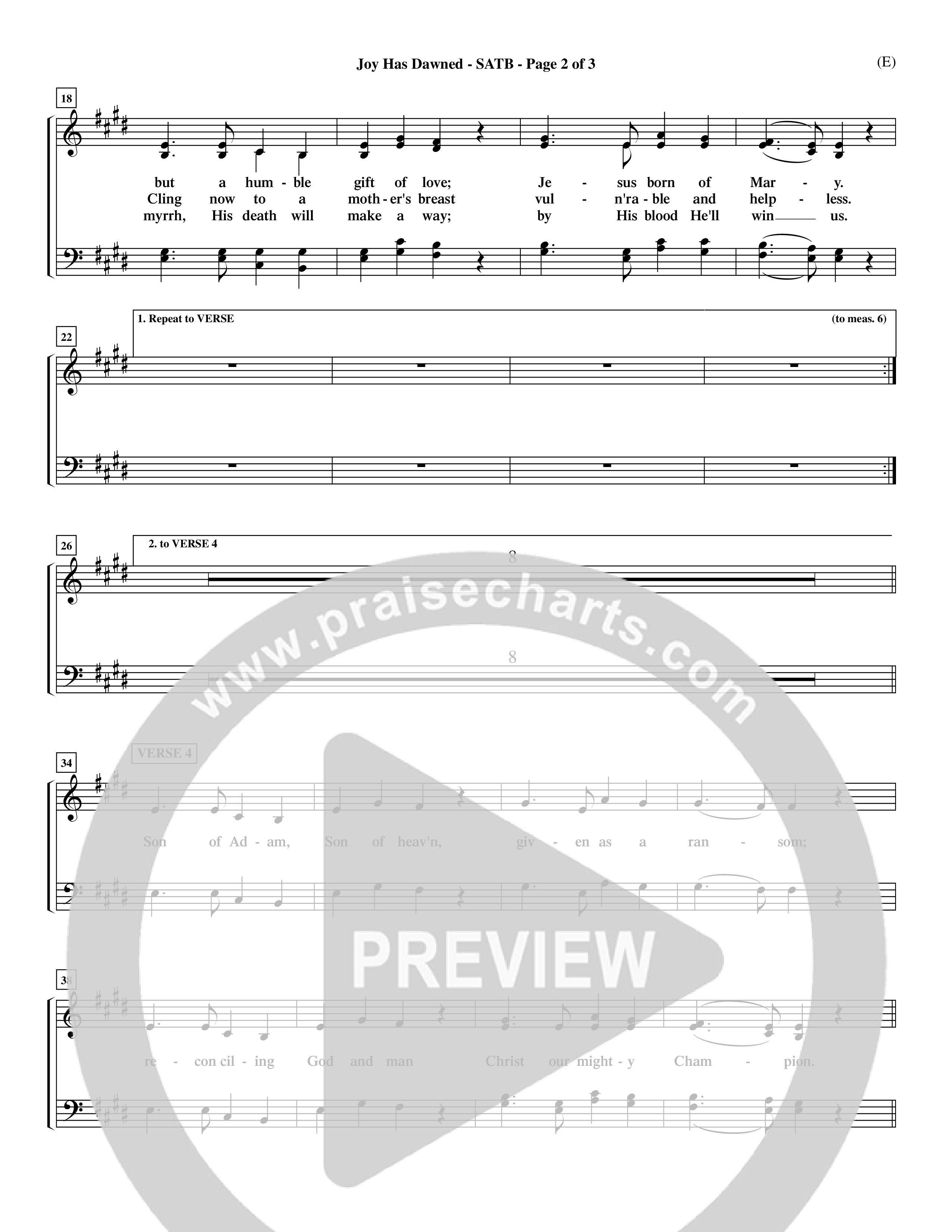 Joy Has Dawned (Choral Anthem SATB) Choir Sheet (SATB) (Word Music Choral / Orch. David Shipps)